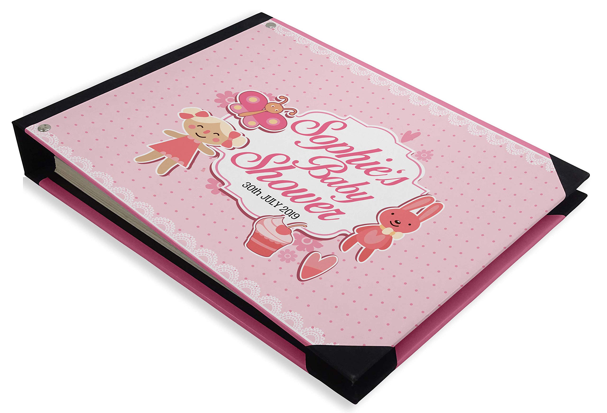 Personalized Pink Polka Dot Baby Shower Guest Book - 9 x 12 Inch Hardbound Memory Keepsake for Baby Registry, Gifts & Special Events - Perfect for Baby Showers, Christenings & First Birthday Parties