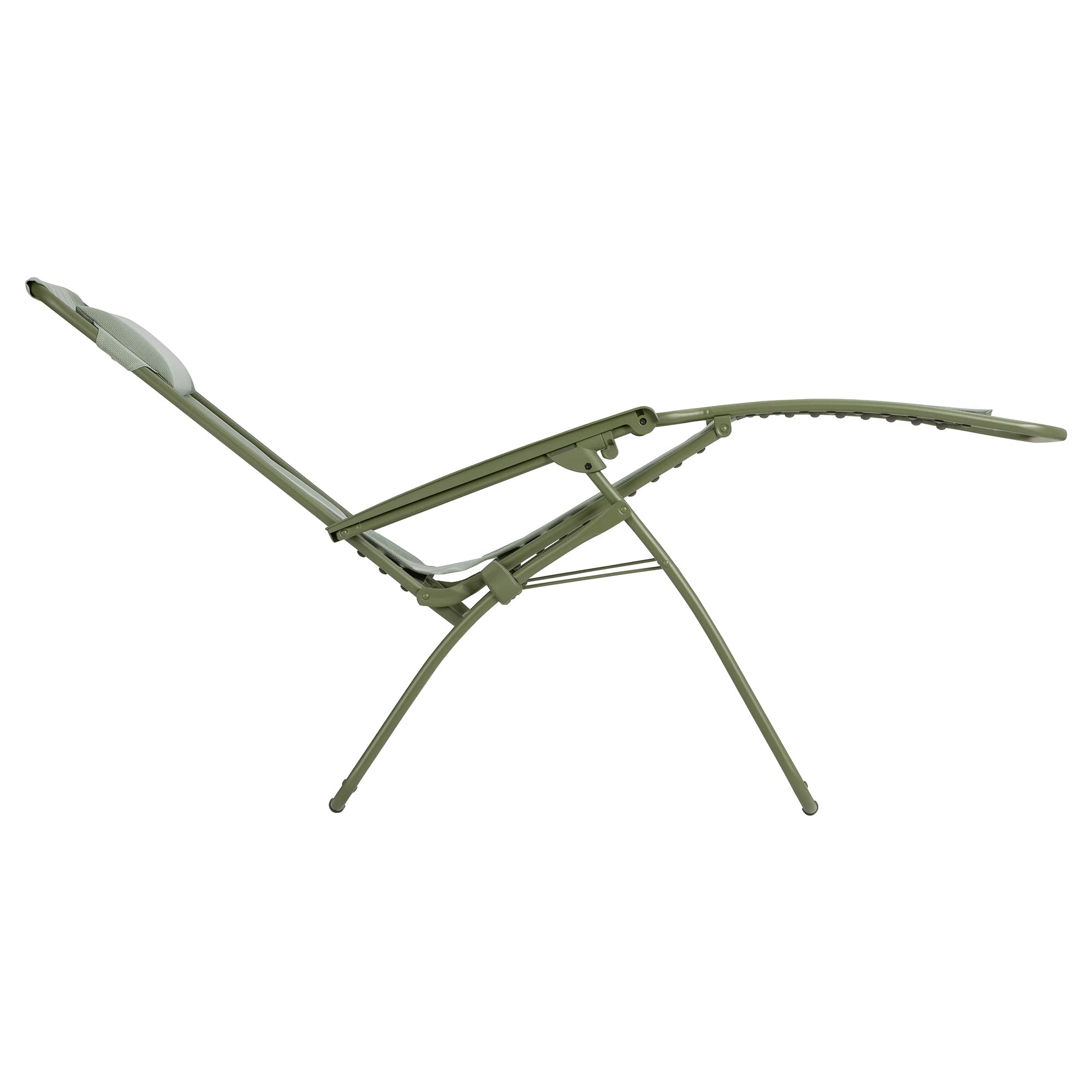 Lafuma R Clip Zero Gravity Chair - Adjustable Reclining Outdoor Lounge Chair with Headrest, Moss Green - Perfect for Patio, Backyard, Beach, and Camping Relaxation