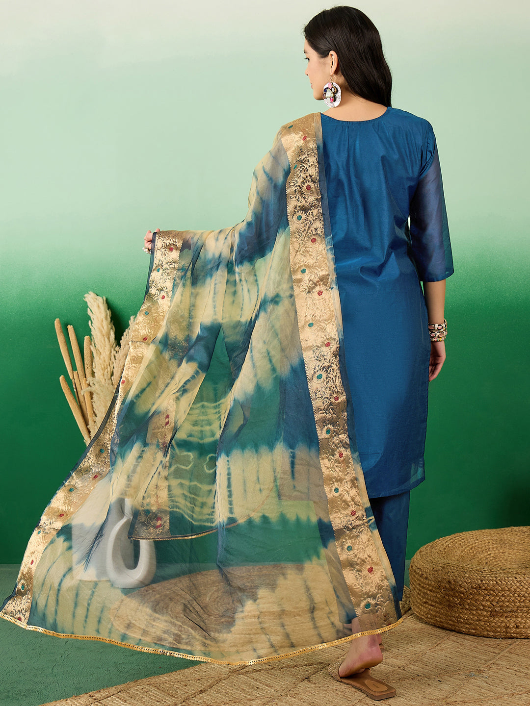 Stylish Blue Designer Pant Suit with Printed Handwork - Perfect for Office Wear, Business Meetings & Formal Events