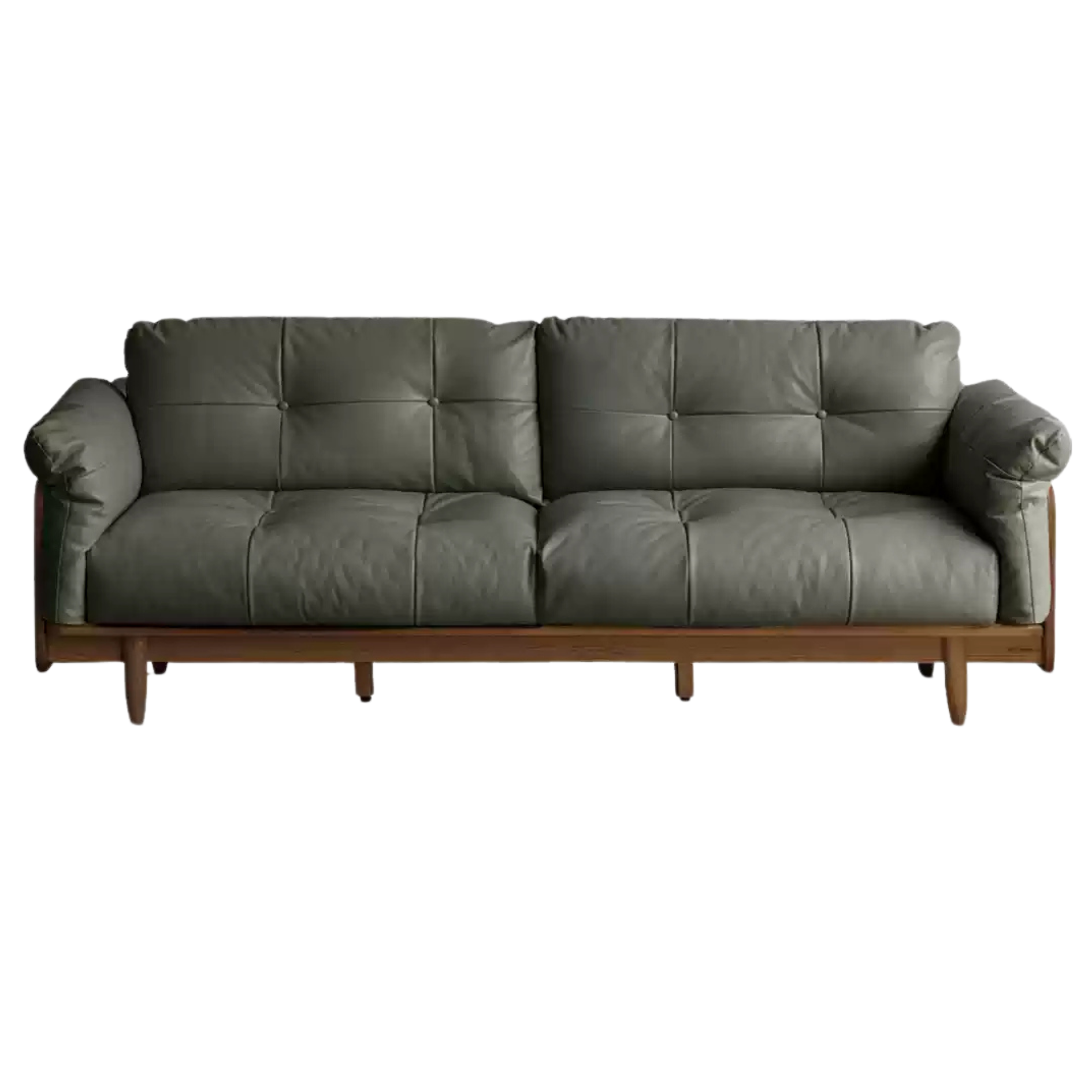 Premium Oak Solid Wood Genuine Leather Fabric Sofa - Modern Living Room Furniture for Home & Office - Comfortable Seating for Relaxation & Entertainment