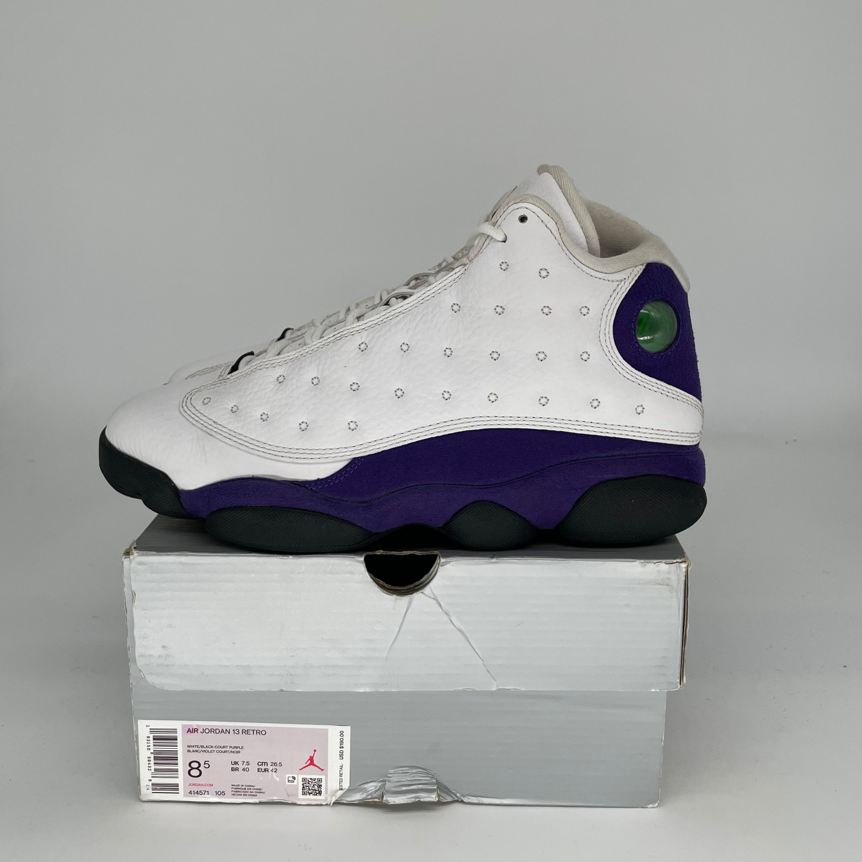 AIR JORDAN 13 Retro Lakers Purple Gold Men's Basketball Shoes Size 8.5/10W - Style 414571-105 | Perfect for NBA Games, Streetwear & Sneaker Collection