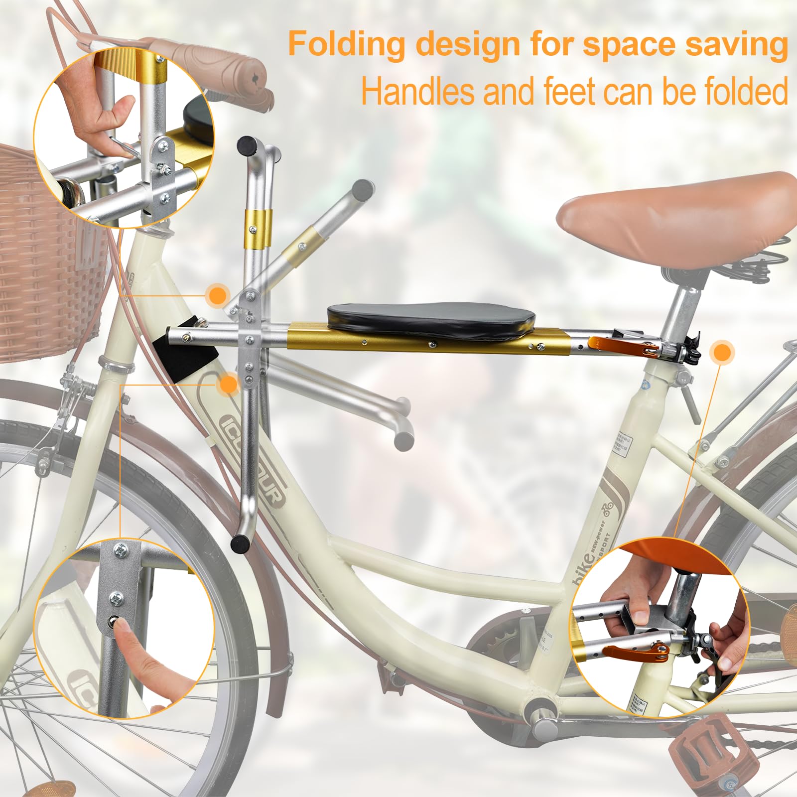 Best Kids Bike Seat - Lightweight Aluminum Alloy Front Mount Child Bicycle Seat | Foldable & Portable Design | Safe for Mountain, Hybrid & City Bikes | Perfect for Family Rides & Commuting