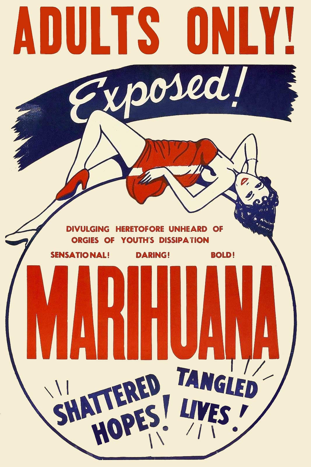 Vintage 1936 Marihuana Reefer Movie Style Vinyl Magnet - 5 Inch Retro Fridge, Locker & Car Decorative Magnet for Cannabis Enthusiasts - Perfect for Home, Office & Gifts