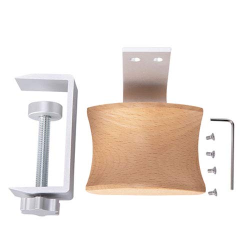 Beech Wood & Silver Clamp Headphone Stand - Under Desk Headphone Holder Hanger for Audio, Studio & Gaming Headphones - Perfect for Home Office, Gaming Setup and Studio Organization