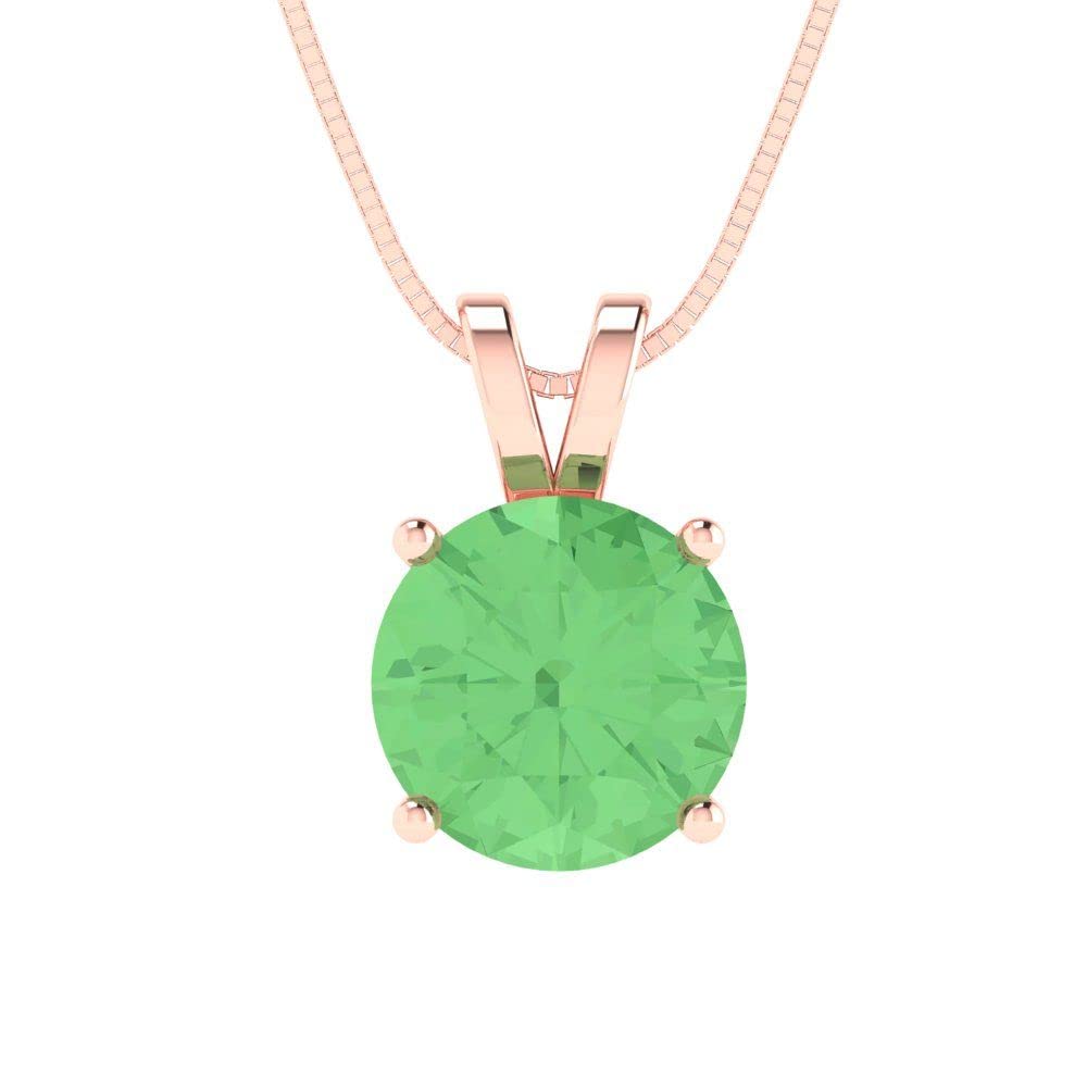 2.0 ct Round Cut Green Simulated Diamond Solitaire Pendant with 16