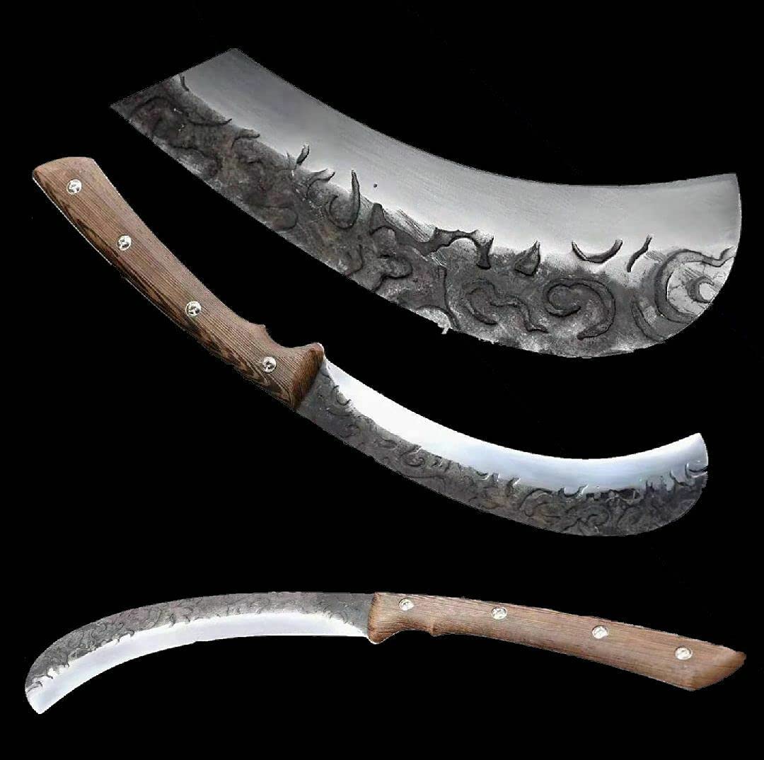 Chinese Kung Fu Sword - Sharp Spring Steel Wu Shu Dao Scimitar for Martial Arts Training, Hunting & Outdoor Survival | Durable Wild Hunting Knife for Combat Practice & Wilderness Adventures