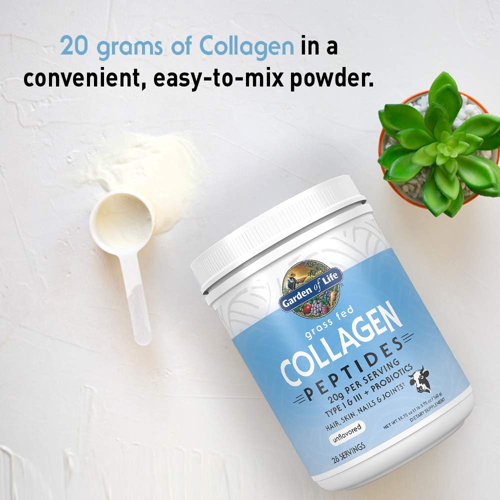 Garden of Life Grass Fed Collagen Peptides Powder - Unflavored Hydrolyzed Collagen Protein Supplement for Women & Men - Supports Hair, Skin, Nails & Joint Health - 28 Servings - Perfect for Smoothies, Coffee & Post-Workout Recovery