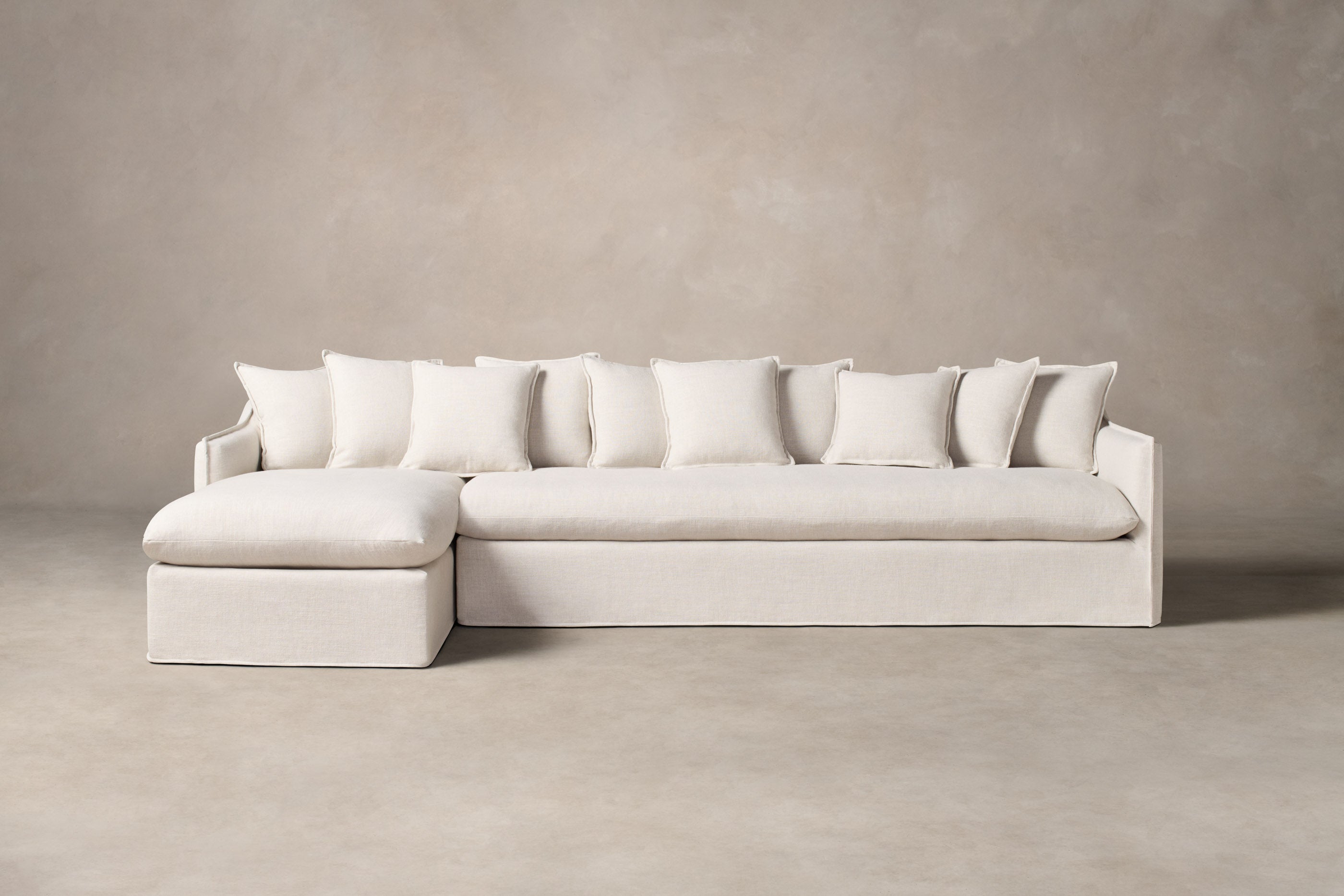Dune Sectional Sofa - Performance Linen Weave Fabric in Pure White | Modern Living Room Furniture for Home & Office