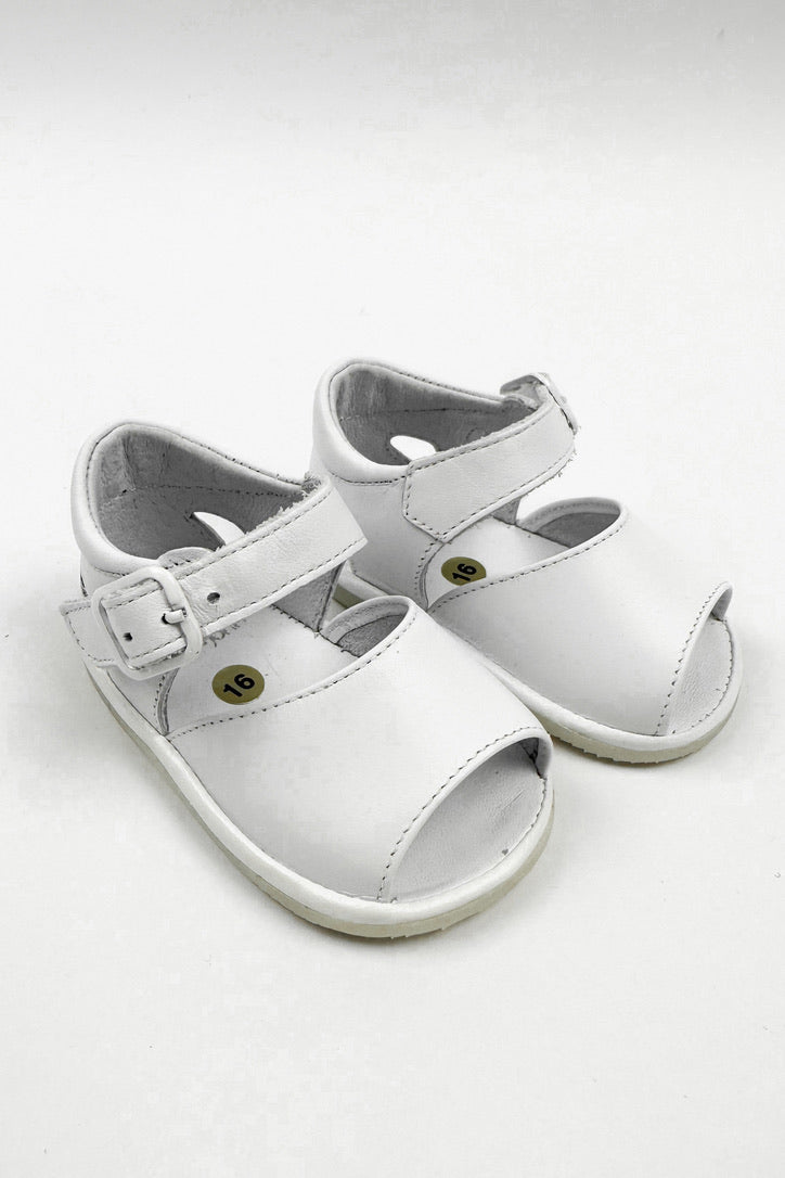 Sierra White Leather Sandals for Women - Comfortable Summer Beach Sandals with Cushioned Footbed - Perfect for Vacation, Walking & Outdoor Activities