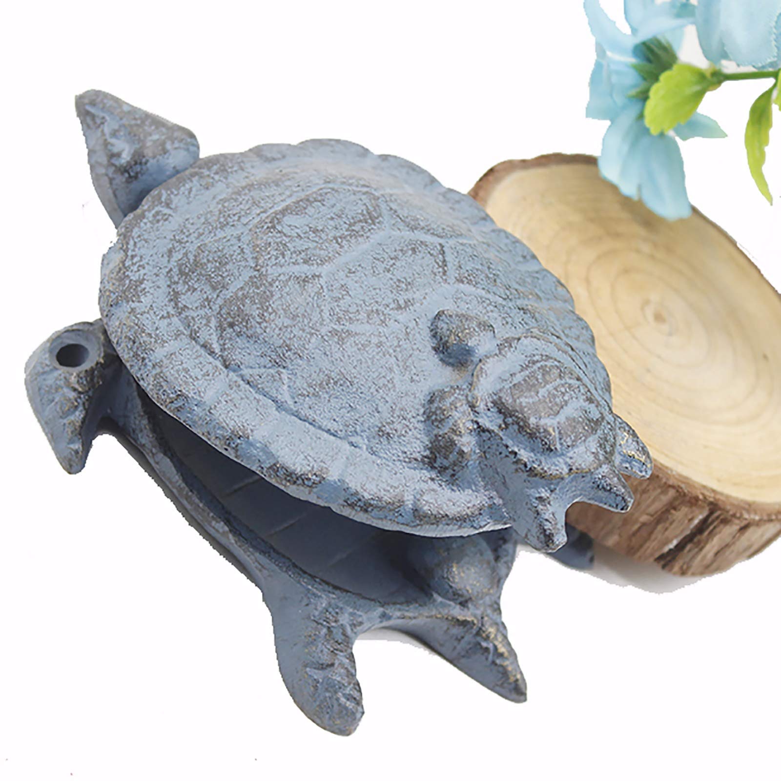 Antique Blue Turtle Door Knocker - Classic Cast Iron Small Novelty Front Door Decor for Outside, Barn, Garden, Wooden & Shed Doors - Perfect for Vintage Home Entryway & Cottage Style Decor