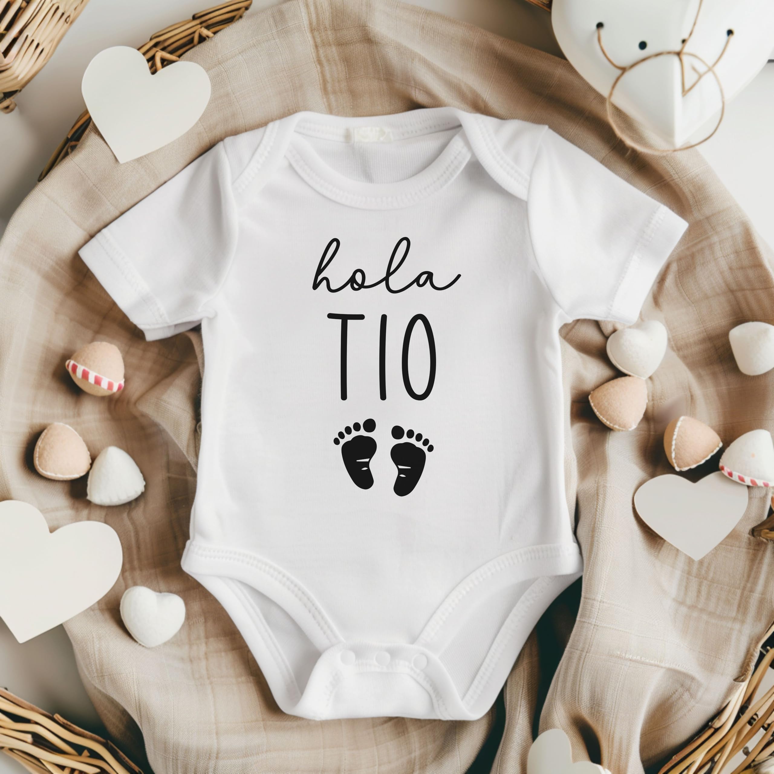 Funny Spanish Uncle Pregnancy Announcement T-Shirt | New Baby Gift for Brother (0-3 Months, White) - Perfect for Gender Reveal Parties & Family Celebrations