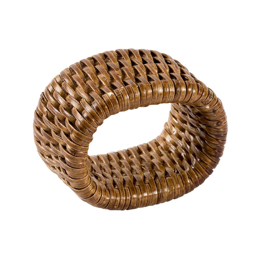 Elegant Flat Top Rattan Napkin Rings - Set of 4 | Natural Woven Tableware Decor for Wedding, Dinner Party & Home Decor