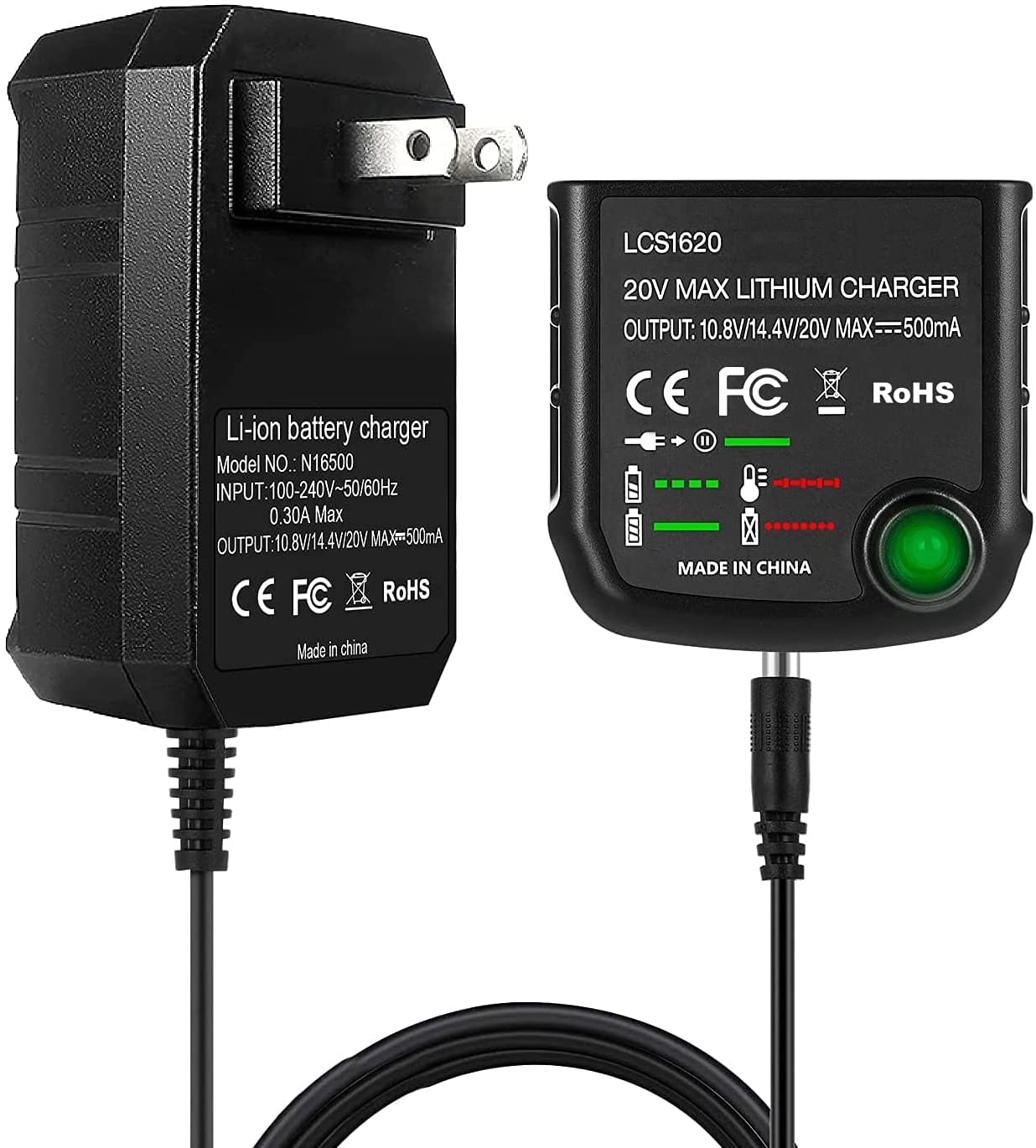 LCS1620 Fast Smart Battery Charger for AA AAA NiMH NiCd Rechargeable Batteries - Perfect for Cameras, Toys, and Household Electronics