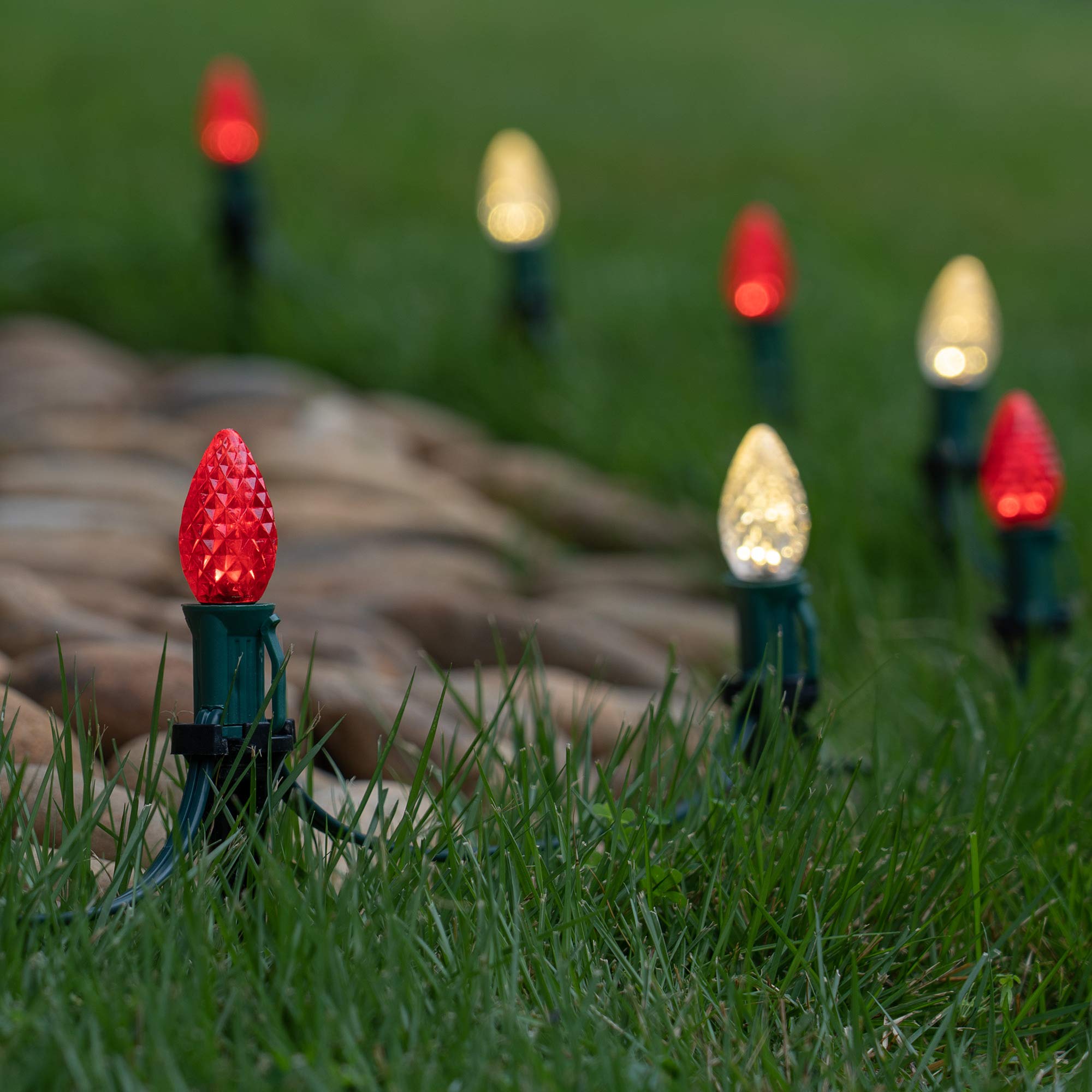 OptiCore LED C7 Christmas Lights - Red & Warm White for Pathway & Driveway