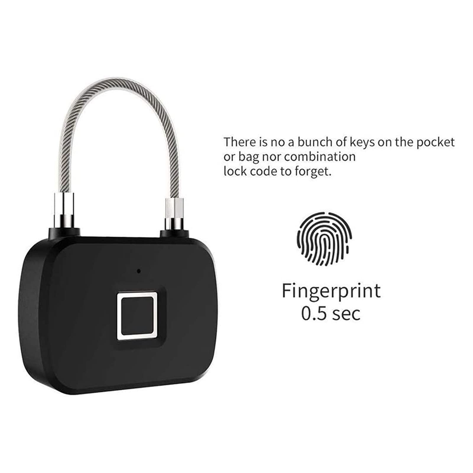 Smart Waterproof Fingerprint Padlock - Keyless Entry Fingerprint Lock for Gym, Door, Luggage, Suitcase, Backpack, Bike & Office | Secure & Convenient for Travel, Home & Outdoor Use