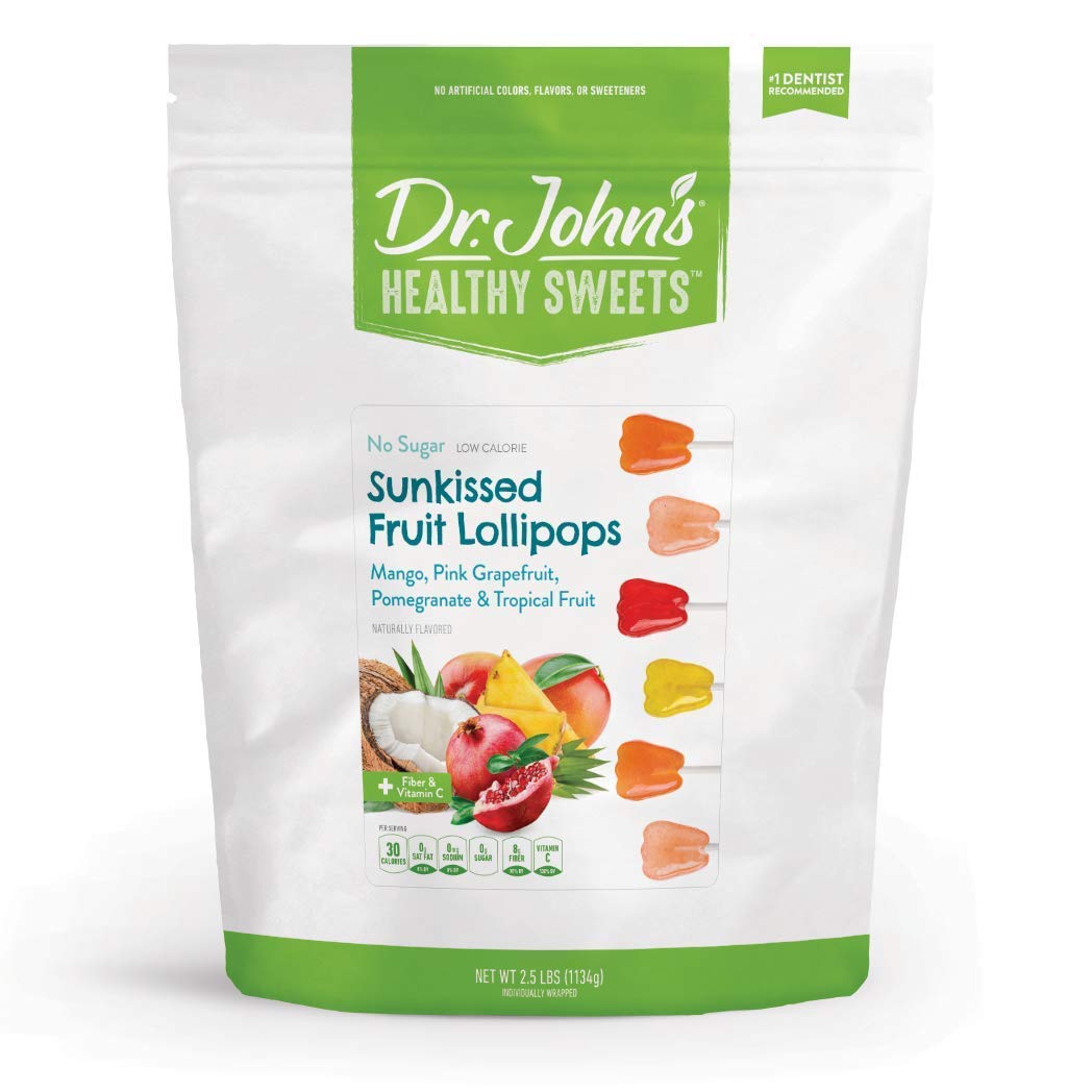 Dr. John’s Sugar Free Candy - Zero Sugar Healthy Lollipops, Low Calorie Keto Friendly Hard Candy Sweets, Sunkissed Fruit Flavor, 150 Count (2.5 LB) - Perfect for Diabetics, Weight Loss & Low Carb Diets