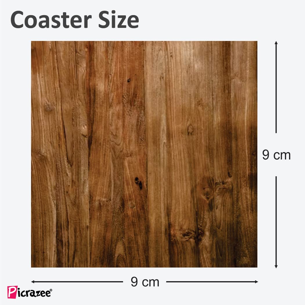 Picrazee 6-Piece Wooden Coaster Set with Wrought Iron Stand - Elegant Drink Coasters for Coffee, Tea, and Wine Glasses - Perfect for Home, Office, and Restaurant Use