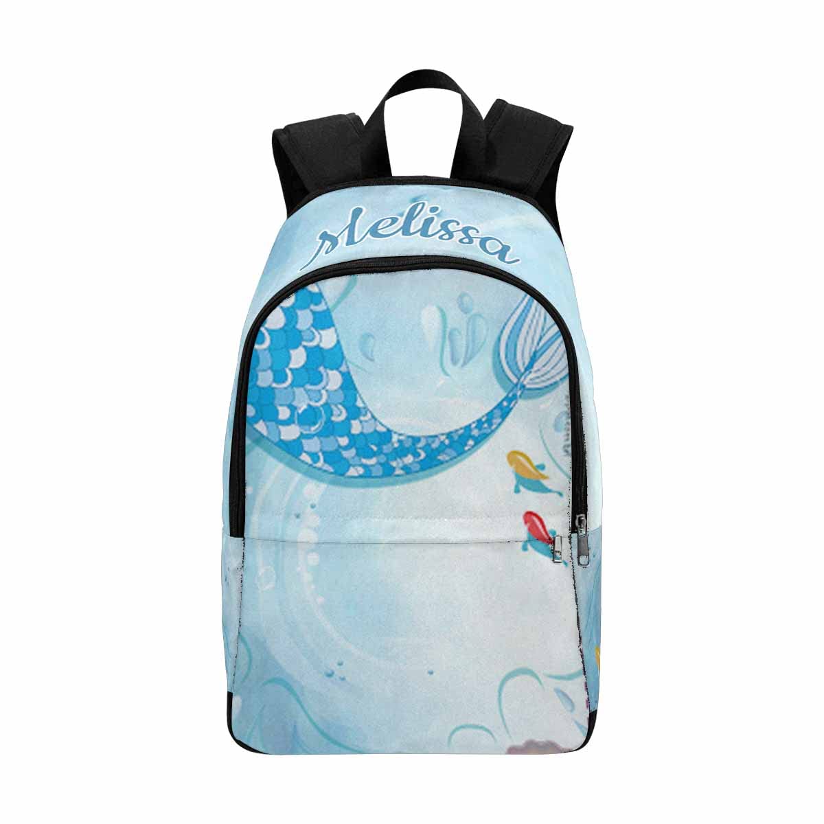 Personalized Name Backpack - Custom Mermaid Tail & Small Fish Design, Large Capacity School Bag & Diaper Bag for Women, Girls, Travel & Daily Use