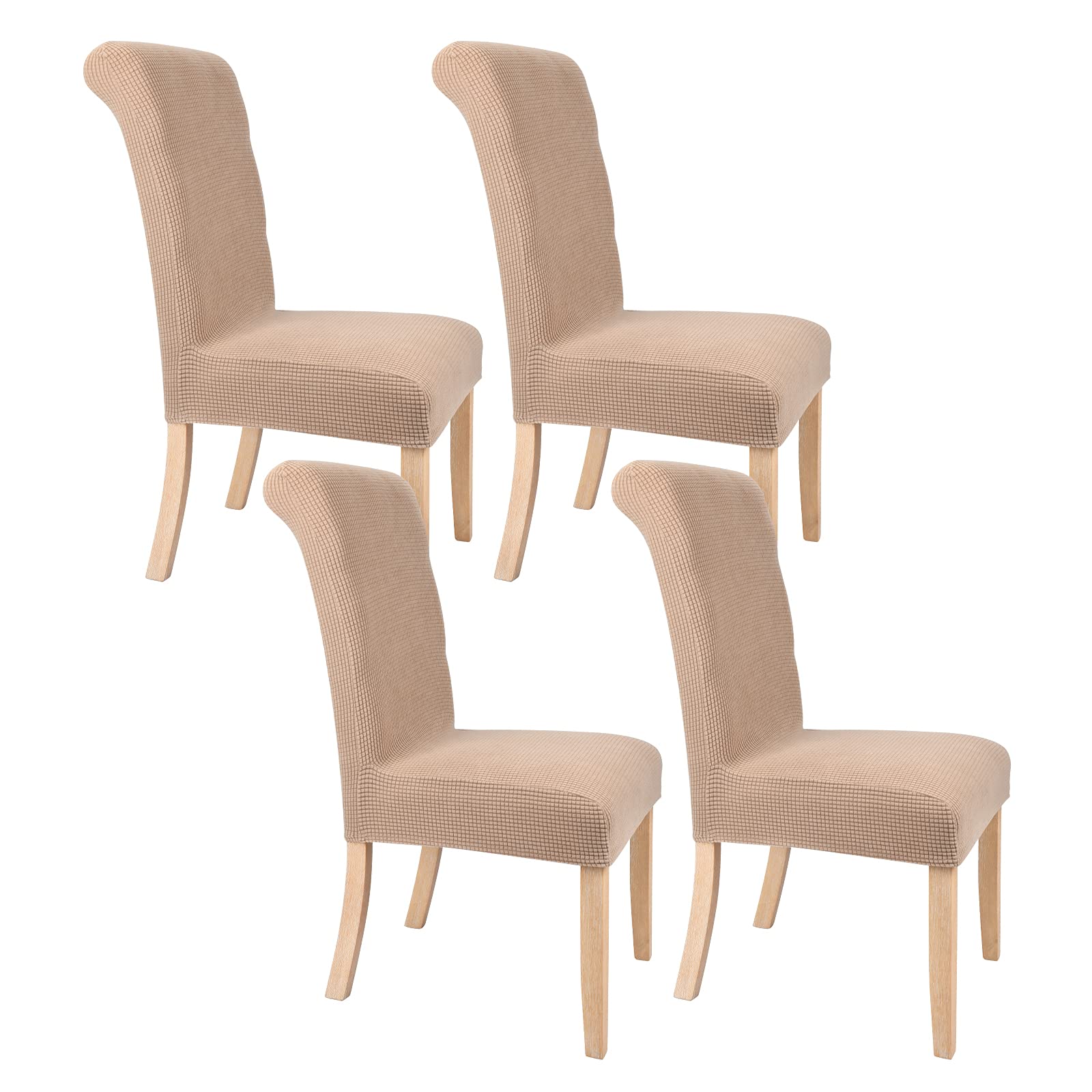 LIFE MAGIC Stretch Slipcovers for Dining Chairs - Set of 4 Khaki Parsons Chair Covers - Fits Most Kitchen & Dining Room Chairs - Perfect for Home Decor, Parties & Daily Use