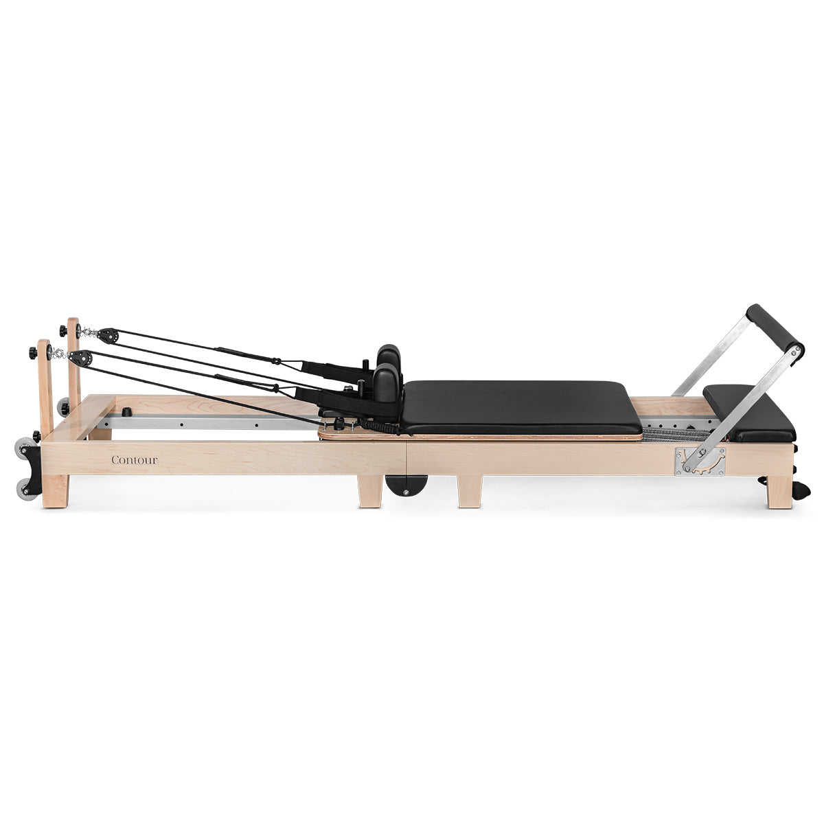 Premium Contour Folding Wooden Pilates Reformer Machine for Home Gym - Space Saving Black Exercise Equipment - Perfect for Pilates Studios & Small Home Workouts