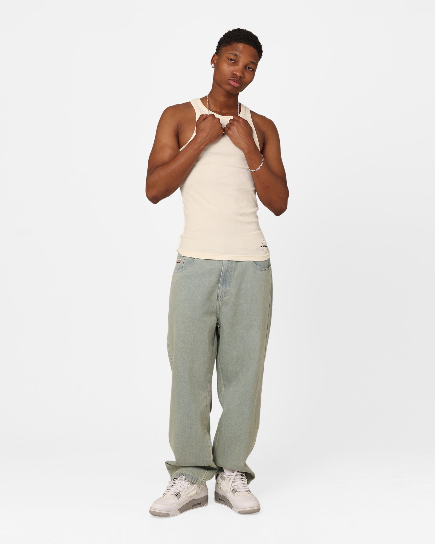 404 Ribbed Singlet Off White - Women's Slim Fit Tank Top for Yoga, Gym & Casual Wear