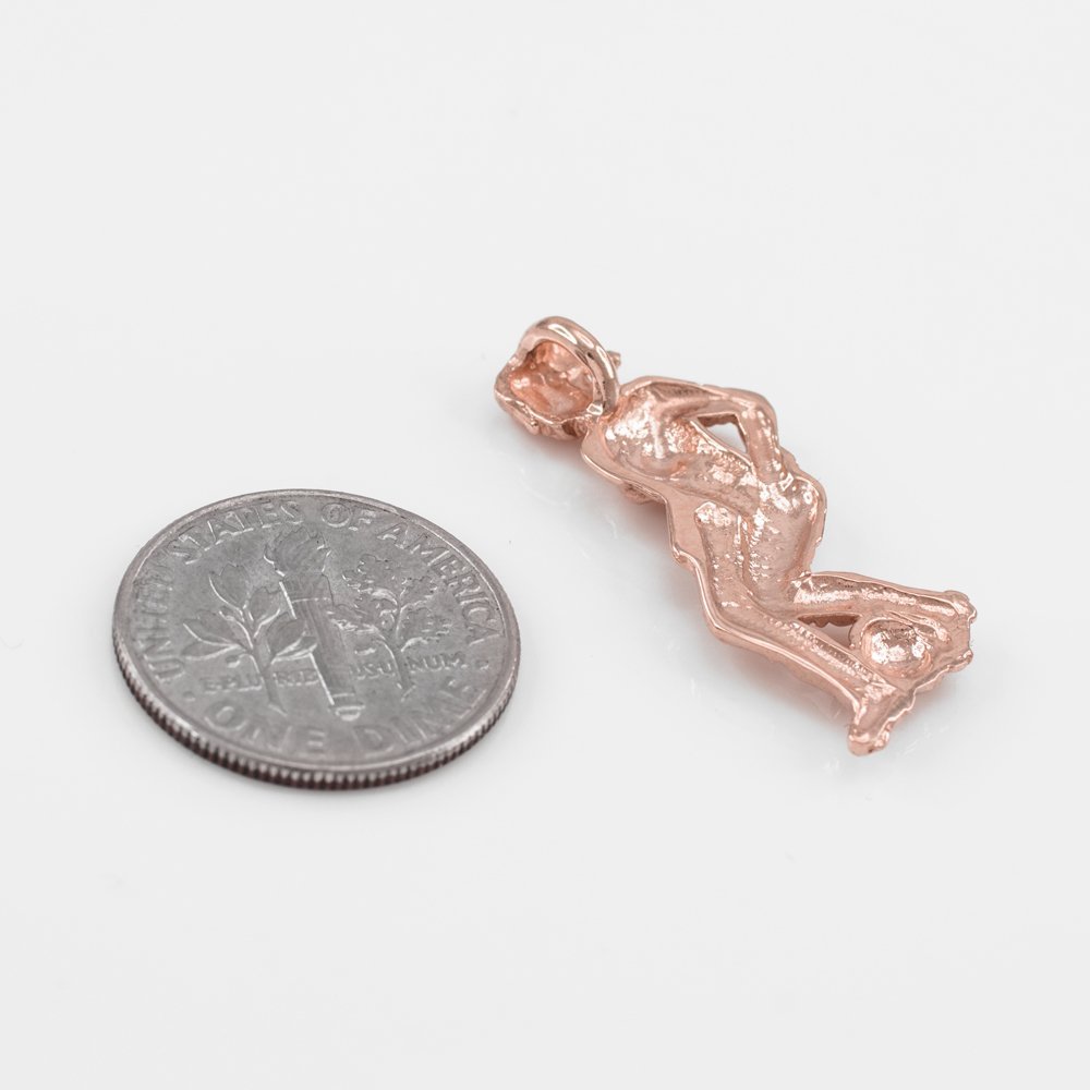 14K Rose Gold Soccer Player Charm Pendant for Women - Elegant Sports Jewelry Gift for Female Athletes, Soccer Fans & Coaches - Perfect for Game Days, Birthdays & Special Occasions