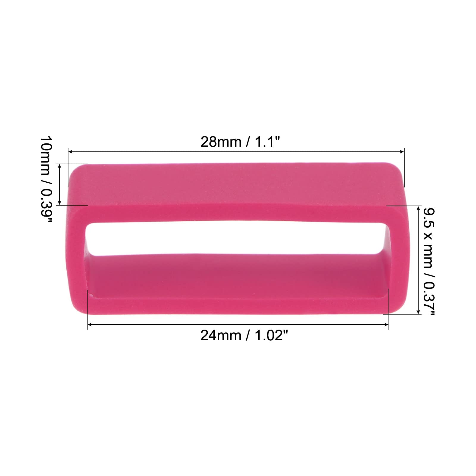 24mm Silicone Watch Band Holder - Rose Red 4 Pcs for Secure Fit