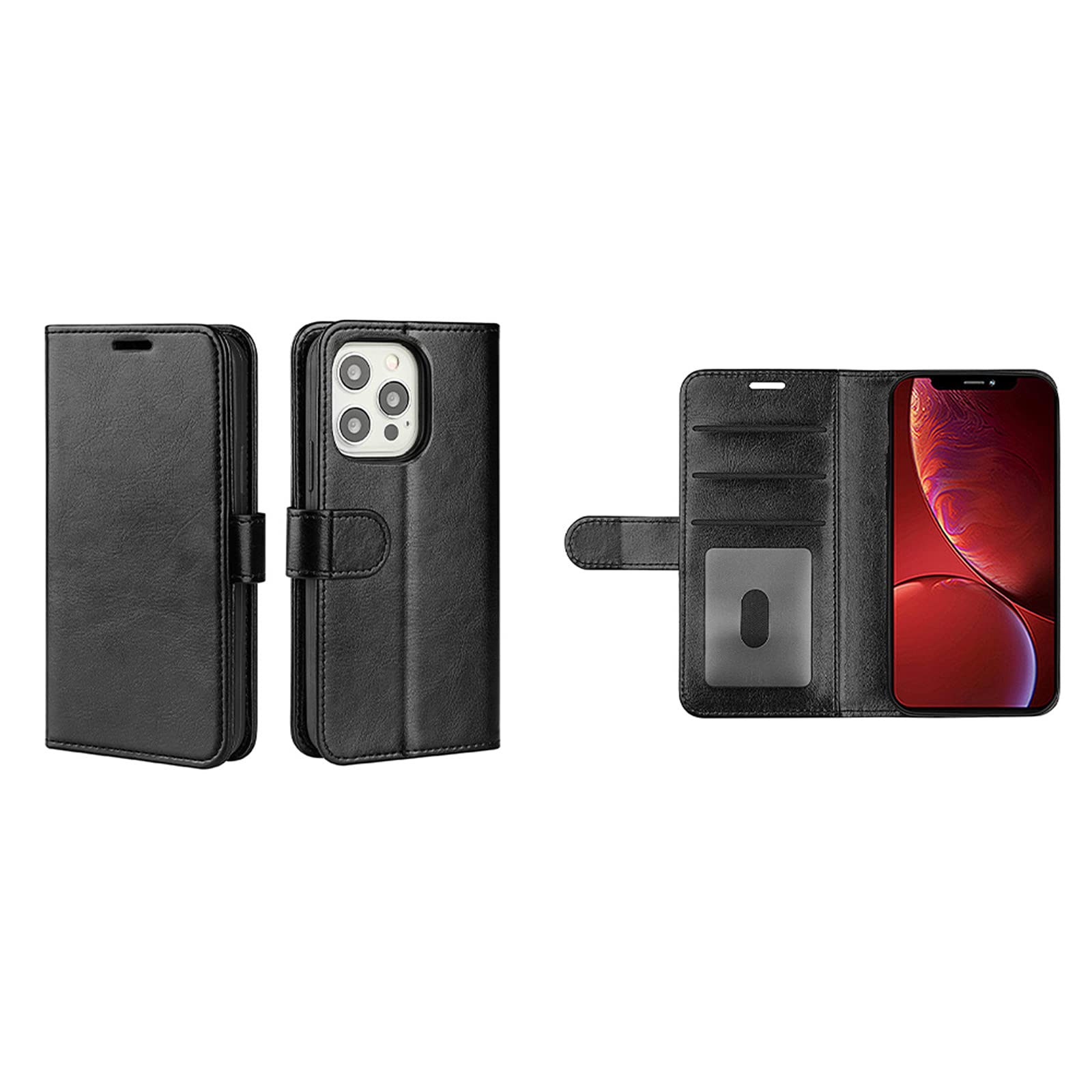 **Premium 5G Phone Case for iPhone 13/13 Pro/13 Pro Max - 3 Card Slots & Flip Cover with Crazy Horse Pattern - Perfect for Work, Travel, and Everyday Use**