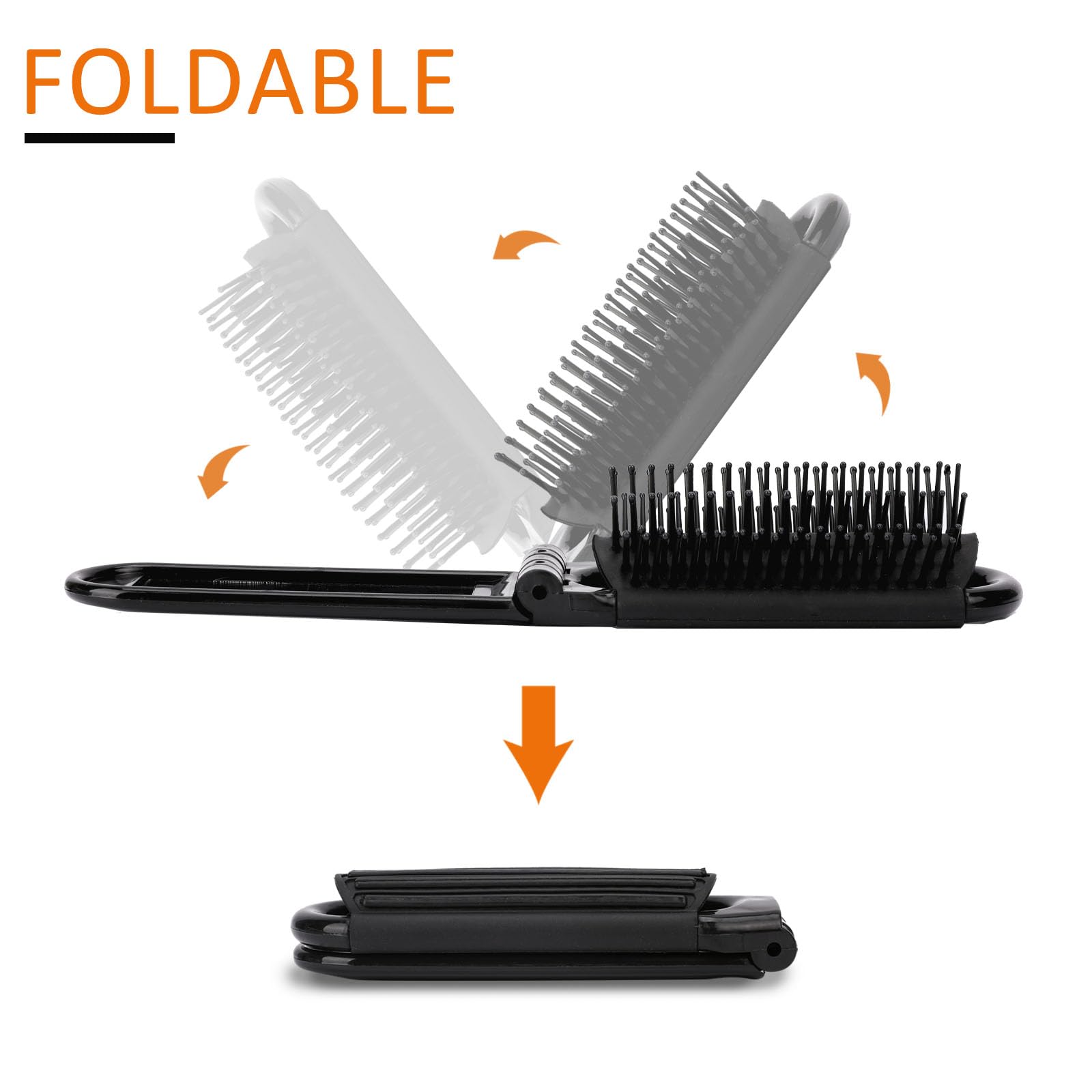 Foldable Travel Hair Brush with Mirror & Massage - 2 Pack for Styling On-the-Go