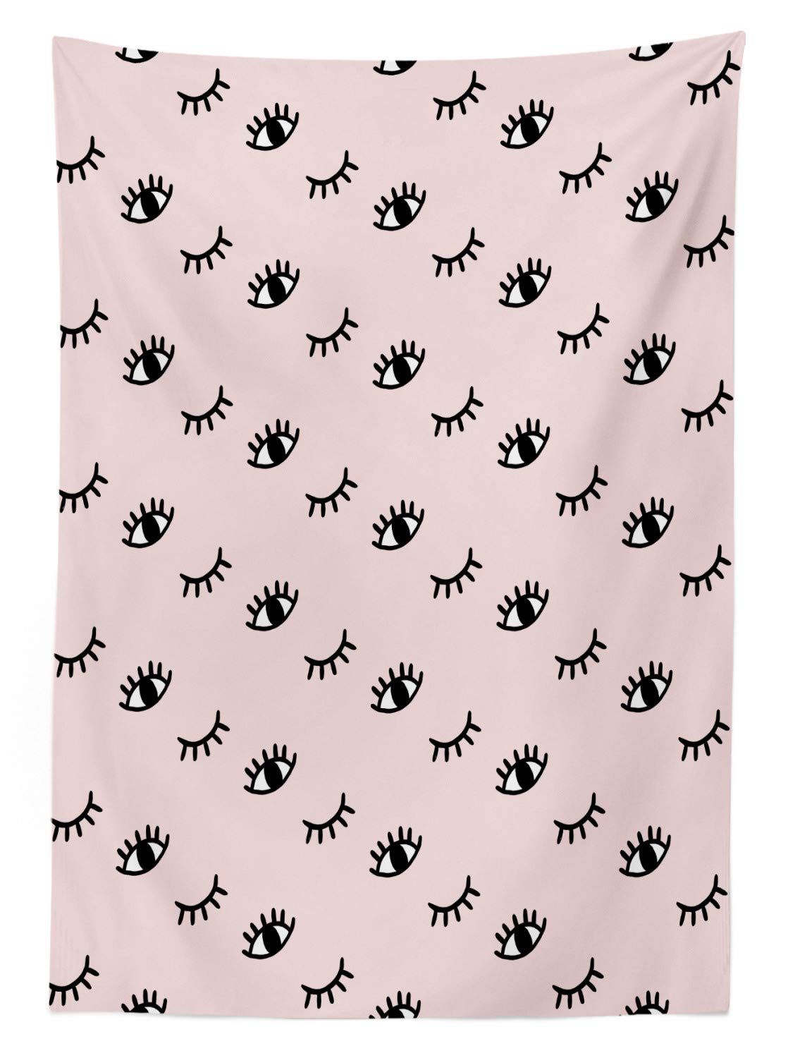 Ambesonne Eyelash Pattern Outdoor Tablecloth - Hand Drawn Doodle Style Abstract Design, Washable Picnic Table Cover 58x120 Inches, Rose Black White - Perfect for Garden Parties, BBQs, and Outdoor Dining Decor