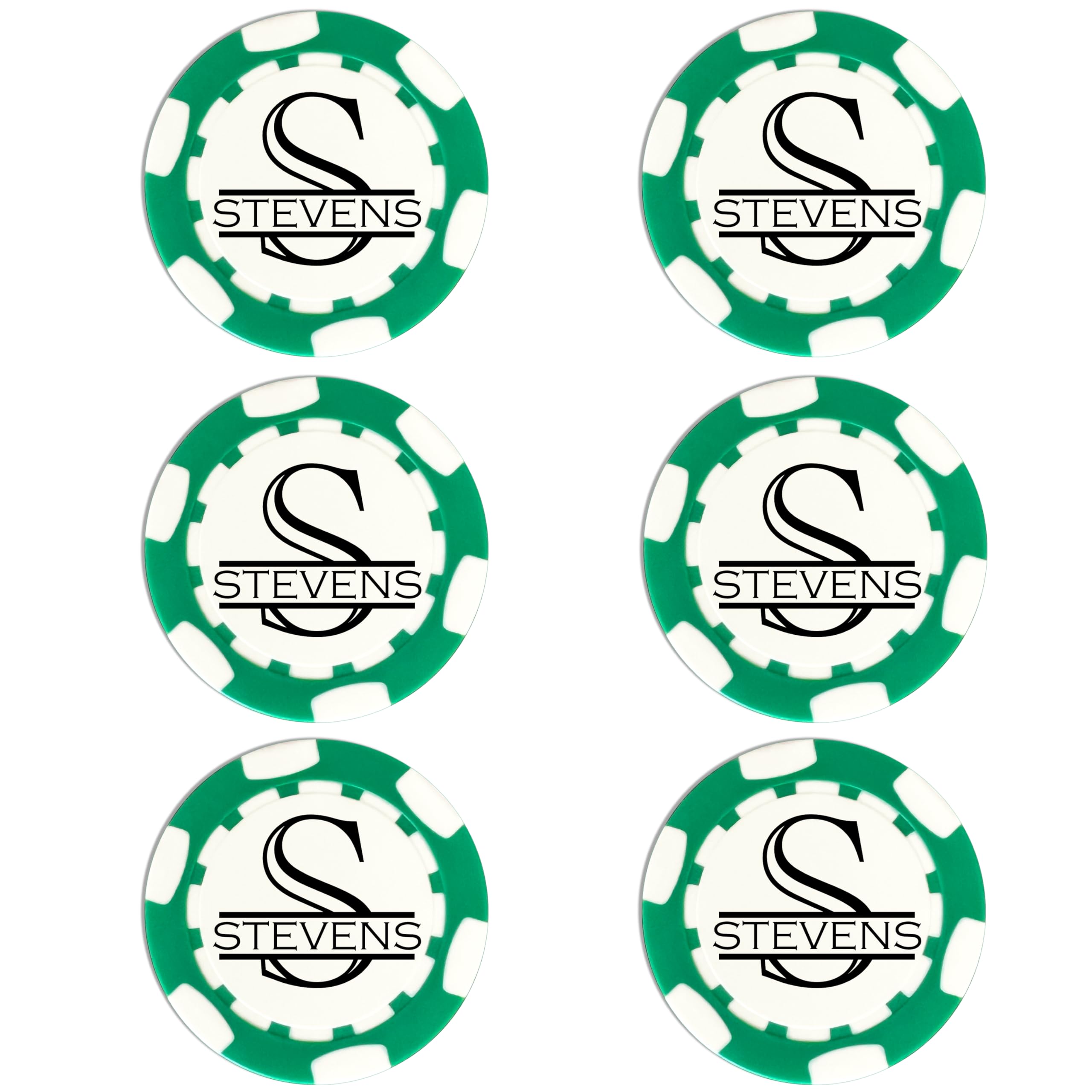 Personalized Monogrammed Golf Ball Marker Poker Chips Set - 6 Pack | Unique Golf Gifts for Men & Women | Funny Golf Accessories | Perfect for Tournaments, Gag Gifts & Customized Golf Presents