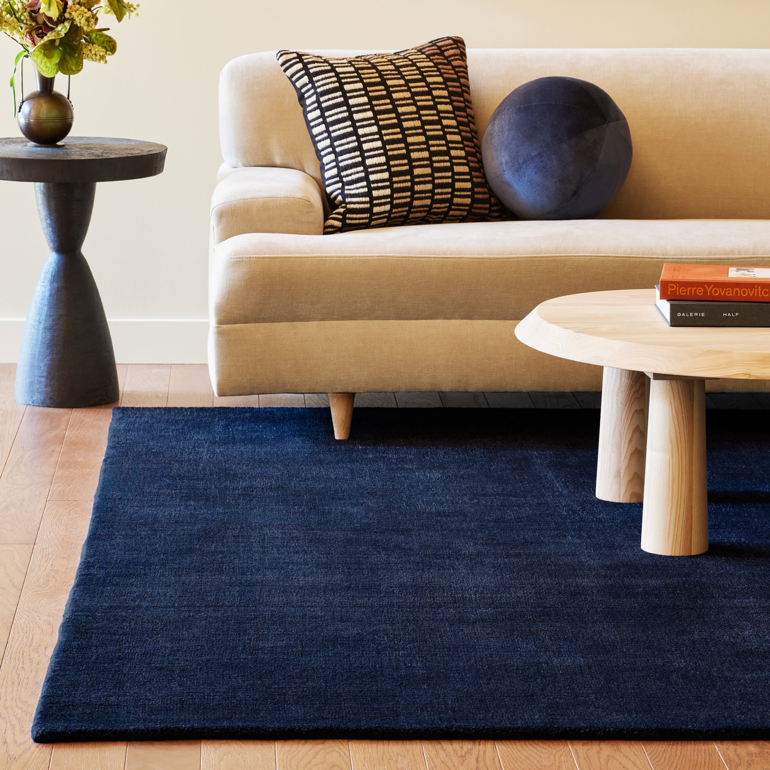 Arrel Speckled Wool Blend Rug - Soft and Durable Area Rug for Living Room, Bedroom - Midnight Blue Home Decor for Cozy Spaces