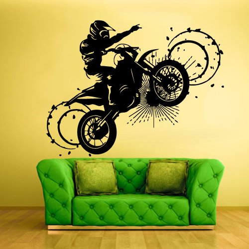 Dirt Bike Wall Decal - Motorcycle Sticker for Room Decor (Z323) - Perfect for Kids' Bedroom, Man Cave & Motorcycle Enthusiasts