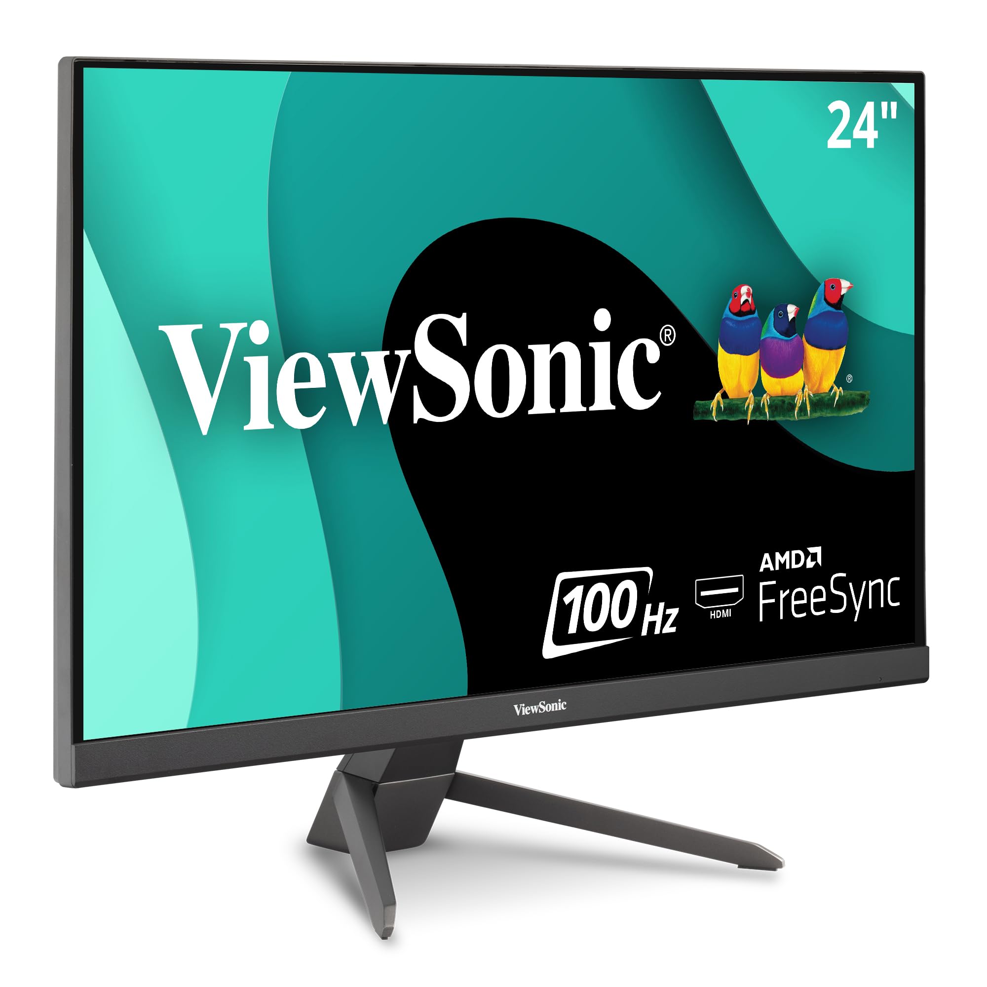 ViewSonic VX2467-MHD 24 Inch Full HD 1080p Gaming Monitor - 100Hz Refresh Rate, 1ms Response Time, AMD FreeSync, Ultra-Thin Bezel Design, Eye Care Technology, HDMI/VGA/DP Ports - Perfect for Esports, PC Gaming & Home Office Setup