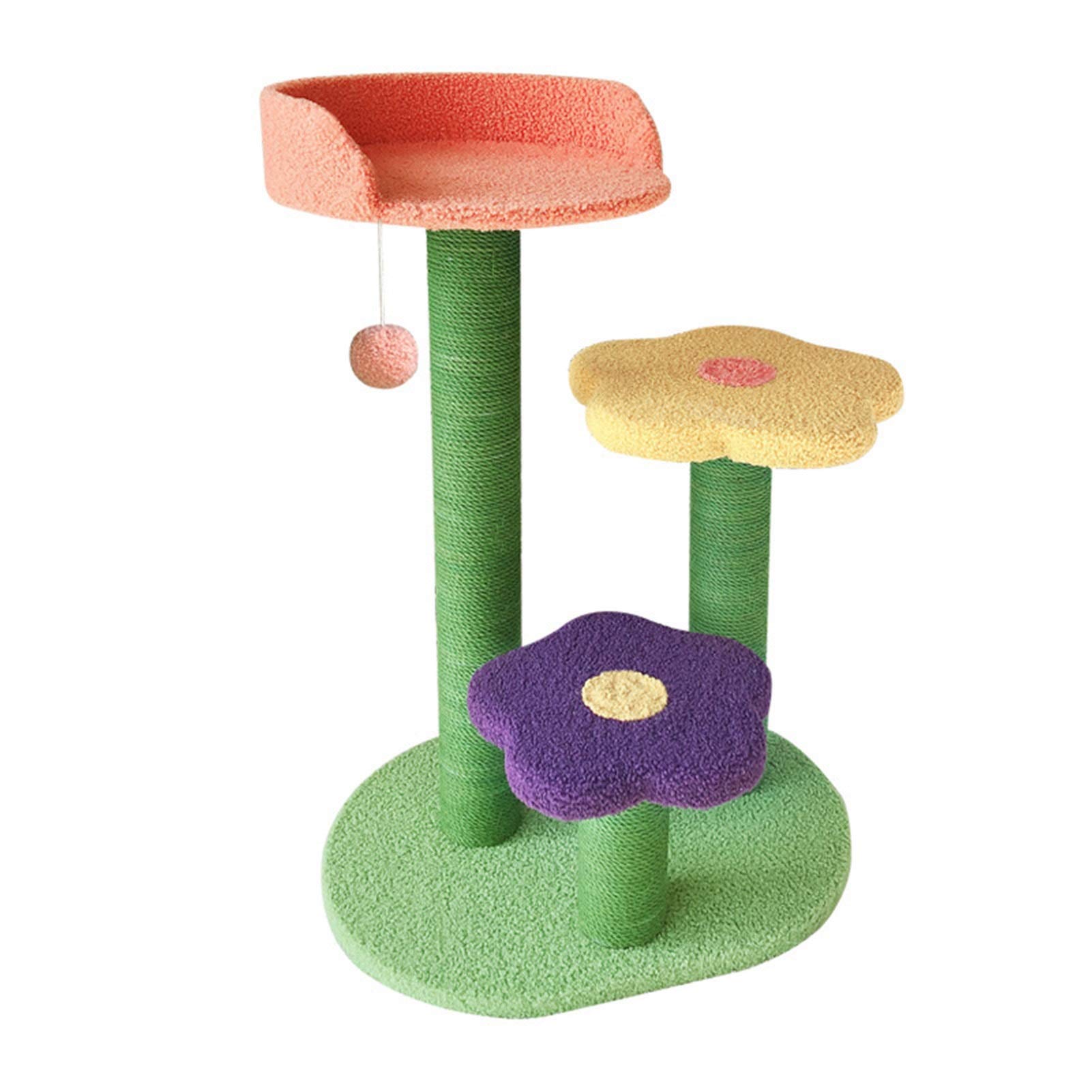 Premium Multi-Level Cat Tree with Mushroom Design, Sisal Jumping Platforms & Flower Backrest - Large Cat Climbing Frame for Indoor Cats - Perfect for Play, Exercise & Relaxation in Home or Office