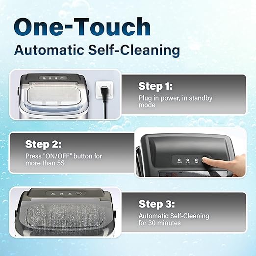 Simple Deluxe Countertop Ice Maker Machine - 6 Mins Fast Ice Making, 9 Bullet Ice Cubes, 26lbs Daily Output, 13.7lbs Capacity, Self-Cleaning with Handle & Accessories (Basket, Spoon) - Perfect for Home, Office, Parties & Outdoor Gatherings - Silver