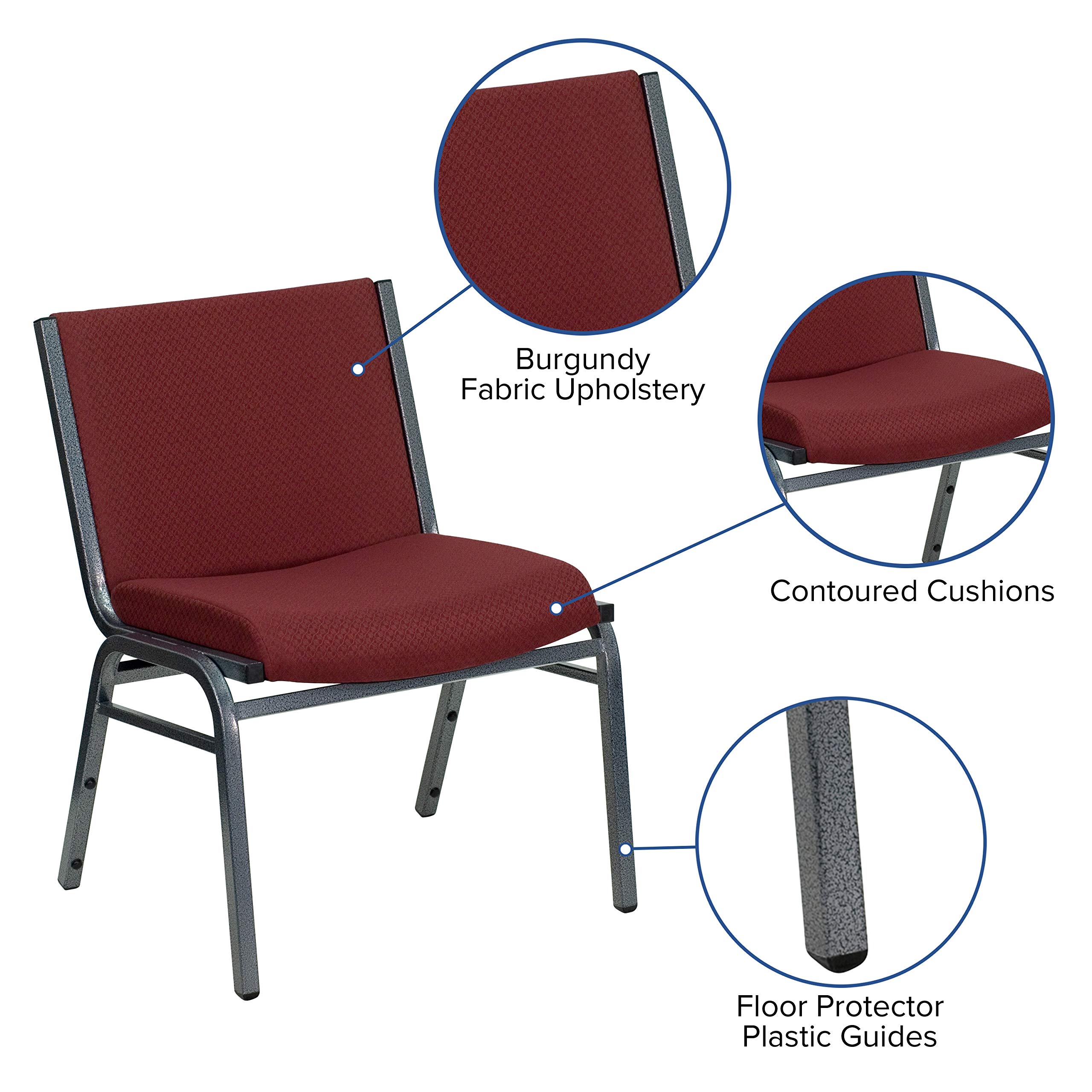 EMMA + OLIVER Heavy Duty Fabric Stack Chair - 1000 lb Capacity, Burgundy Color - Perfect for Office, Conference Rooms & Event Seating