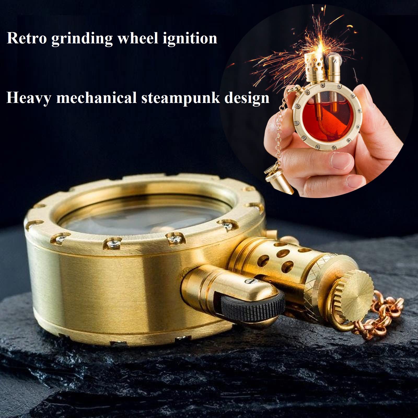 Vintage Copper Steampunk Lighter - Unique Birthday Gift for Men, Outdoor & Camping Use