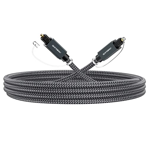 10ft Digital Optical Audio Cable - Braided Fiber Optic Toslink SPDIF Cord for Samsung TV, Sound Bar, PS4, Xbox One | Home Theater & Gaming Sound System Accessory