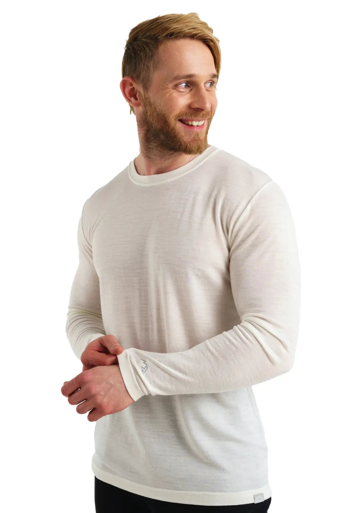 Premium Men's Merino Wool Long Sleeve Base Layer Shirt - 165 GSM, Snow White - Warm Winter Thermal Underwear for Skiing, Hiking & Outdoor Activities