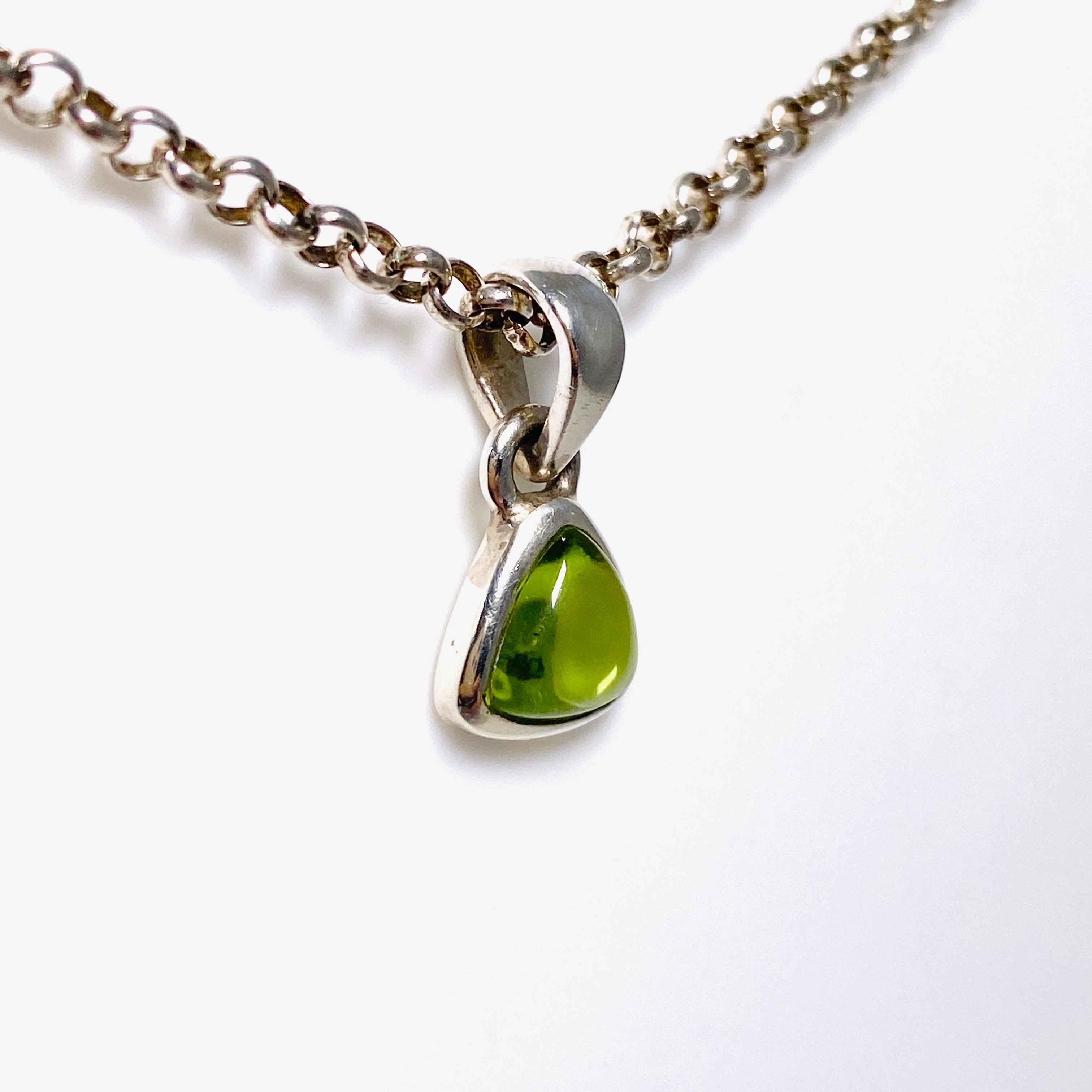 Natural Peridot Triangle Cabochon Pendant - Dainty Green Gemstone Jewelry for Women - Perfect for Everyday Wear & Special Occasions