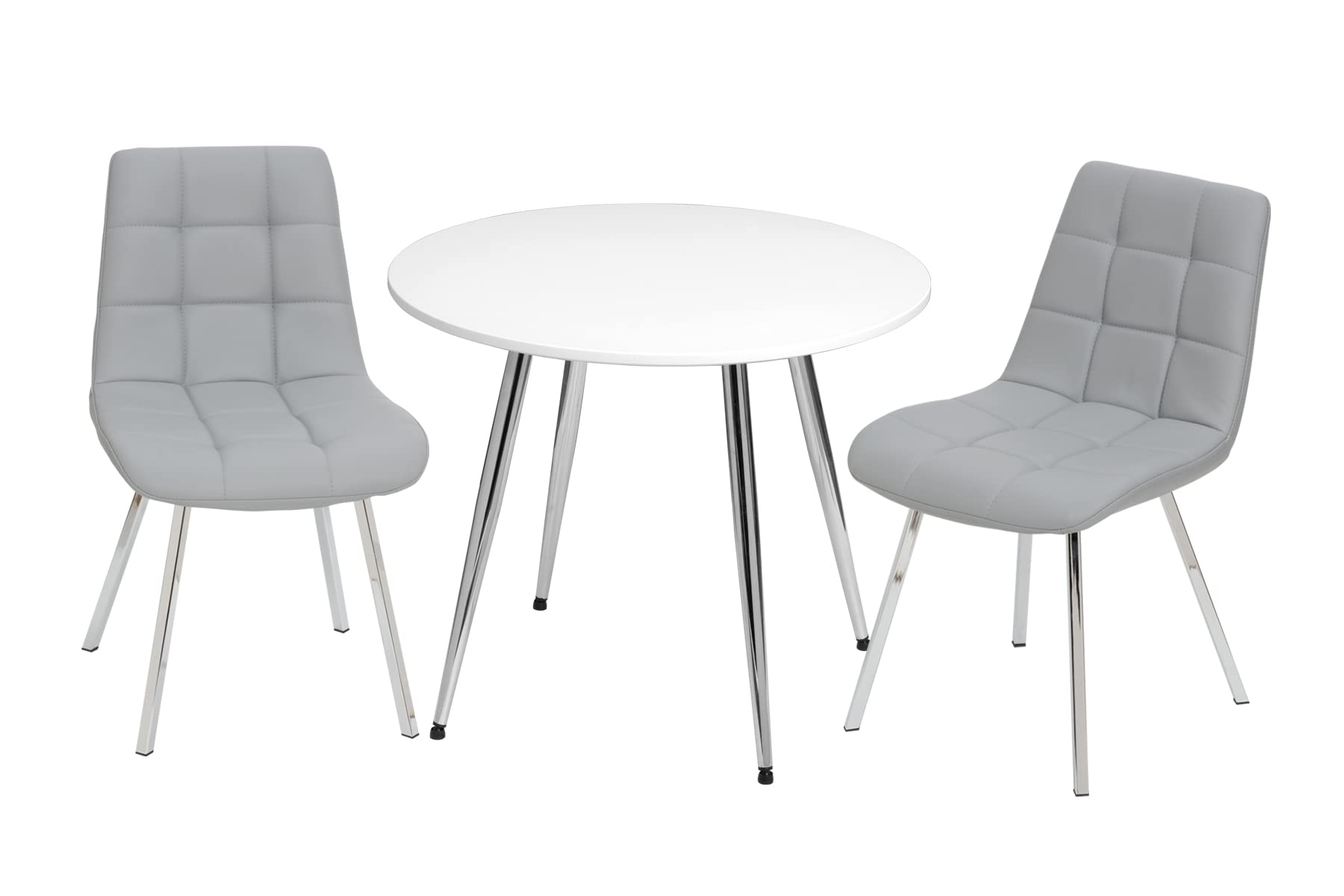 Gift Mark Kids Table and Chairs Set - 2 Modern Upholstered Armless Children's Chairs with Round Activity Table - Playroom Furniture for Toddlers (Gray) - Perfect for Playtime, Learning & Arts & Crafts