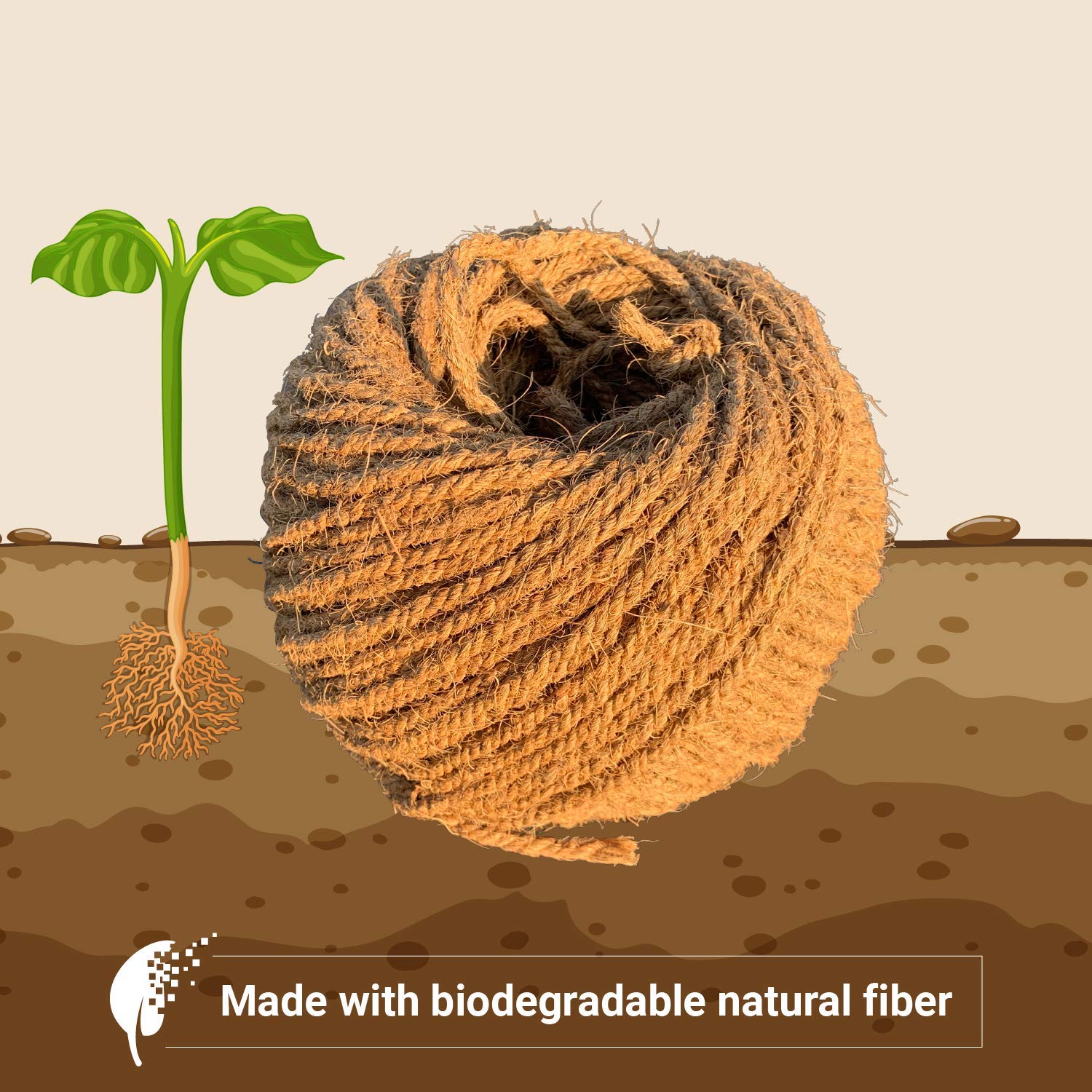 Premium 1/4 Inch Sisal Rope Twine - 500 Feet Bulk Natural Fiber Cord (5 Rolls) - Heavy Duty for Crafts, Gardening, DIY Projects & Home Decor - Similar to Home Depot, Walmart, Lowes by Sandbaggy