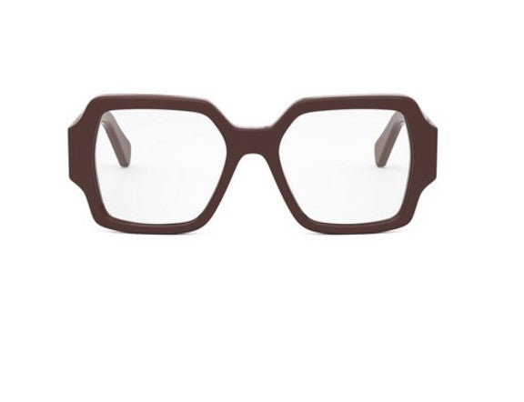 Celine TRIOMPHE CL50131I 048 Shiny Brown Square Women's Eyeglasses Frames - Designer Prescription Glasses & Sunglasses for Women, Perfect for Office, Reading, and Everyday Fashion Accessory
