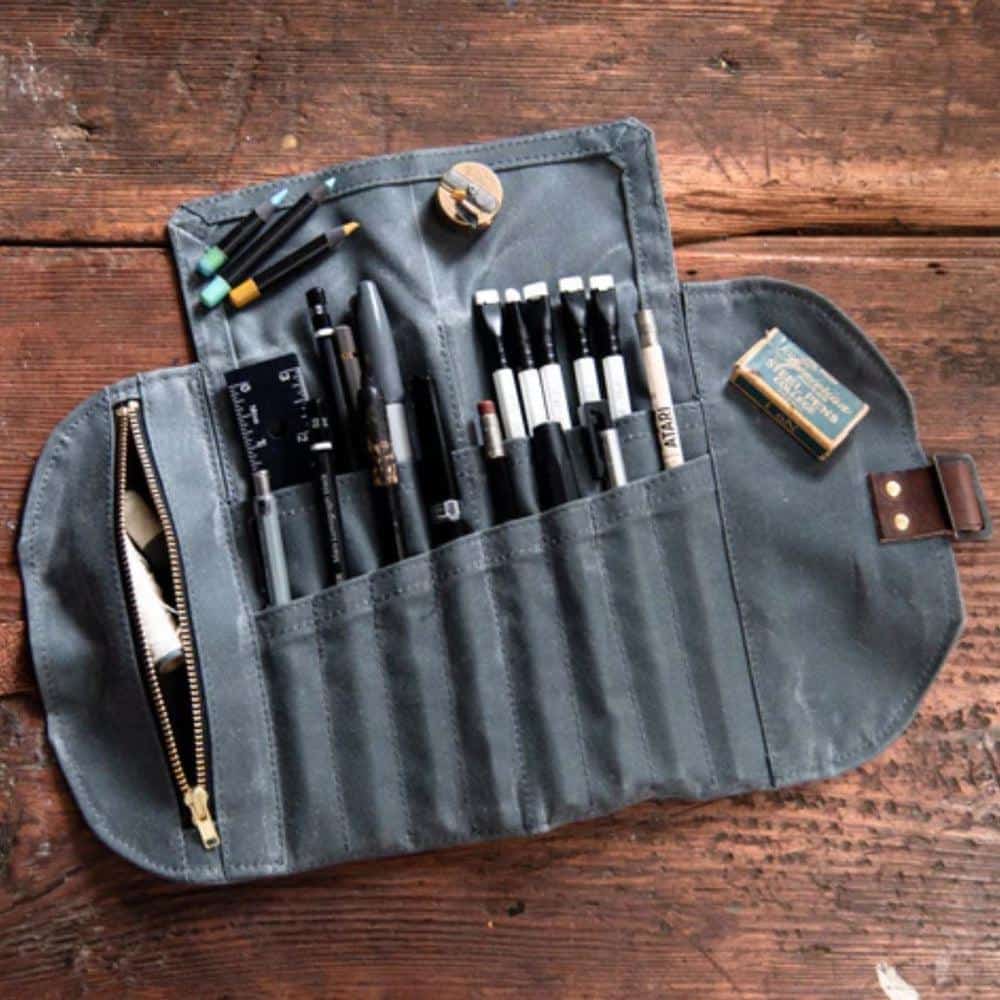 Peg and Awl Tool Roll - Mini Artist Sendak Roll for Paintbrushes, Pens & Art Supplies | Compact Leather Organizer for Travel, Studio & Outdoor Sketching