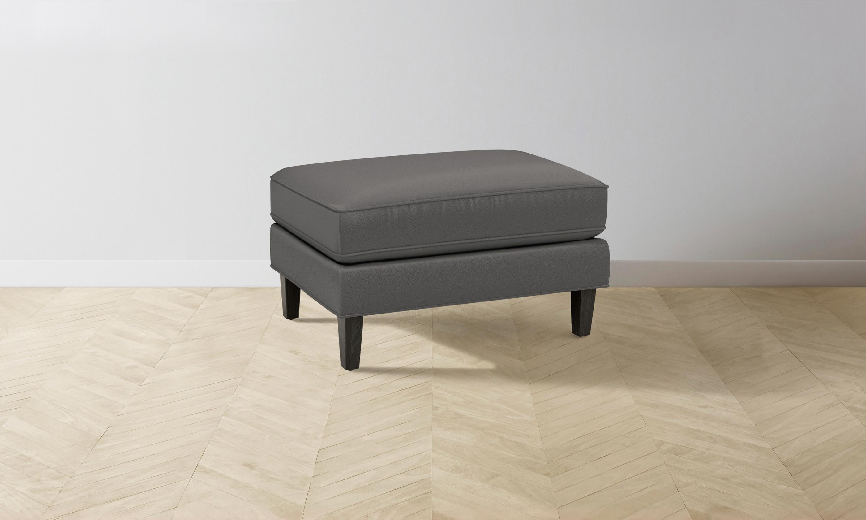 Premium Crosby Ottoman with Pebbled Leather Upholstery in Ash - Stylish and Durable Footrest for Living Room, Bedroom, or Office