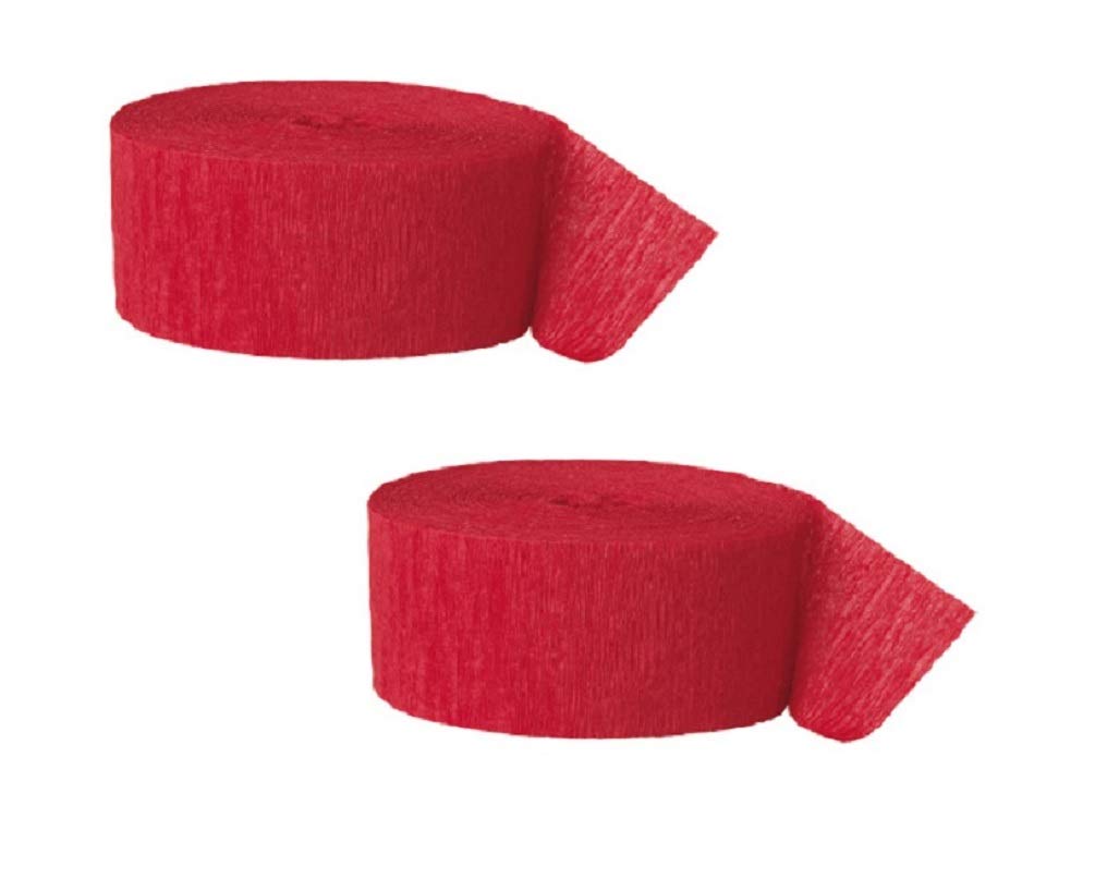 Red Crepe Paper Streamers - 81 Feet (2 Rolls) for Party Decorations, Birthday Celebrations & DIY Crafts