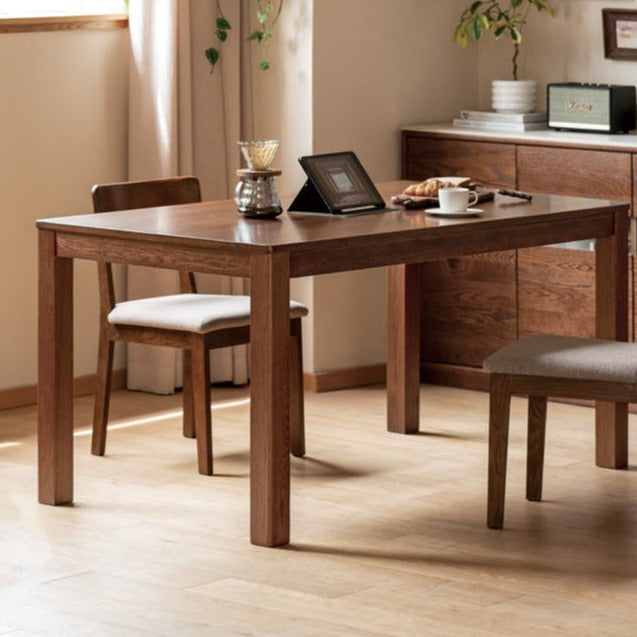 Solid Oak Wood Nordic Style Dining Table - Modern Farmhouse Kitchen Furniture for Dining Room & Small Space