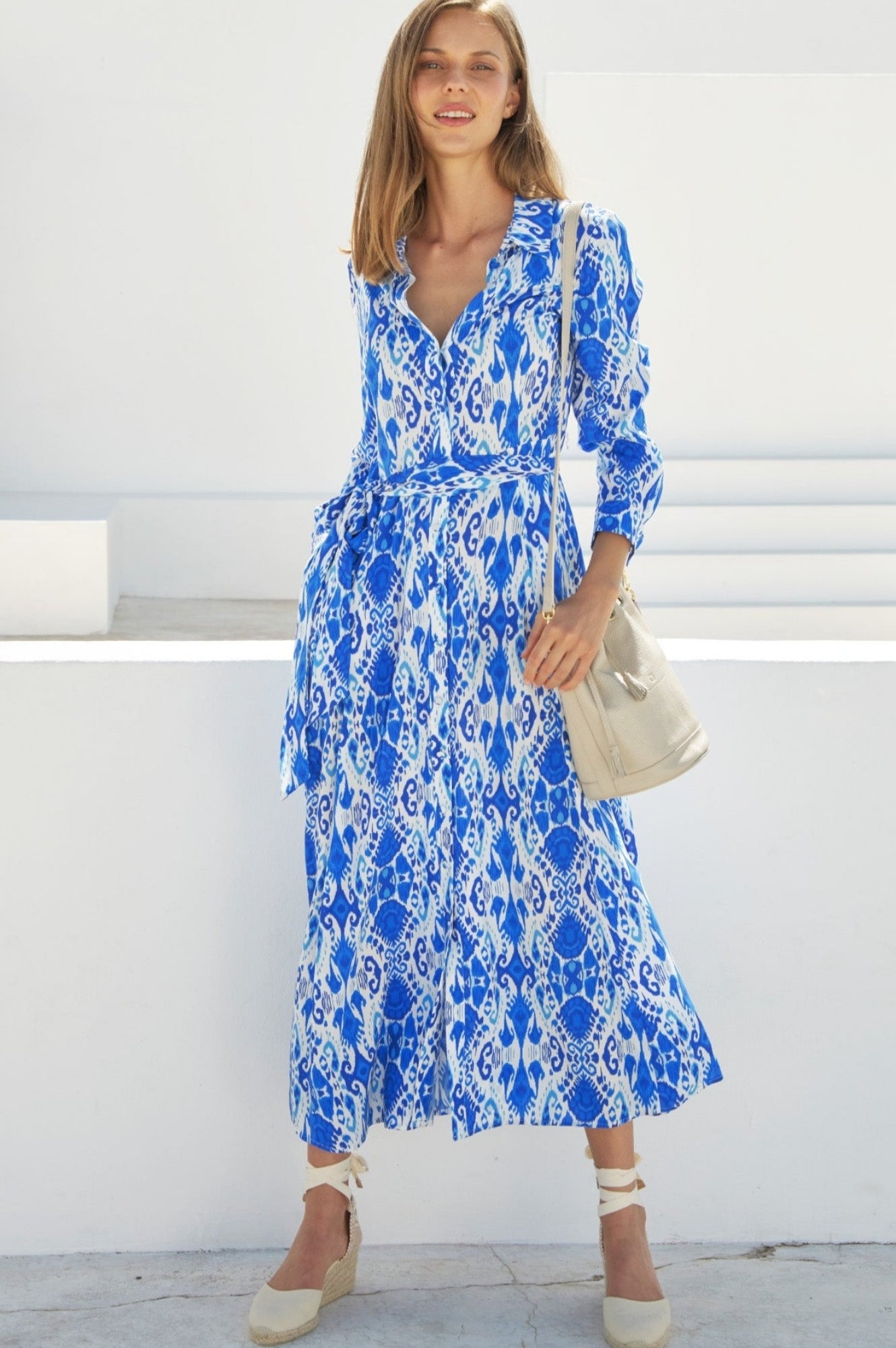 Eliza EcoVero™ Women's Sustainable Shirt Dress - Blue & White Stripe | Casual Summer Dress for Beach, Office & Everyday Wear