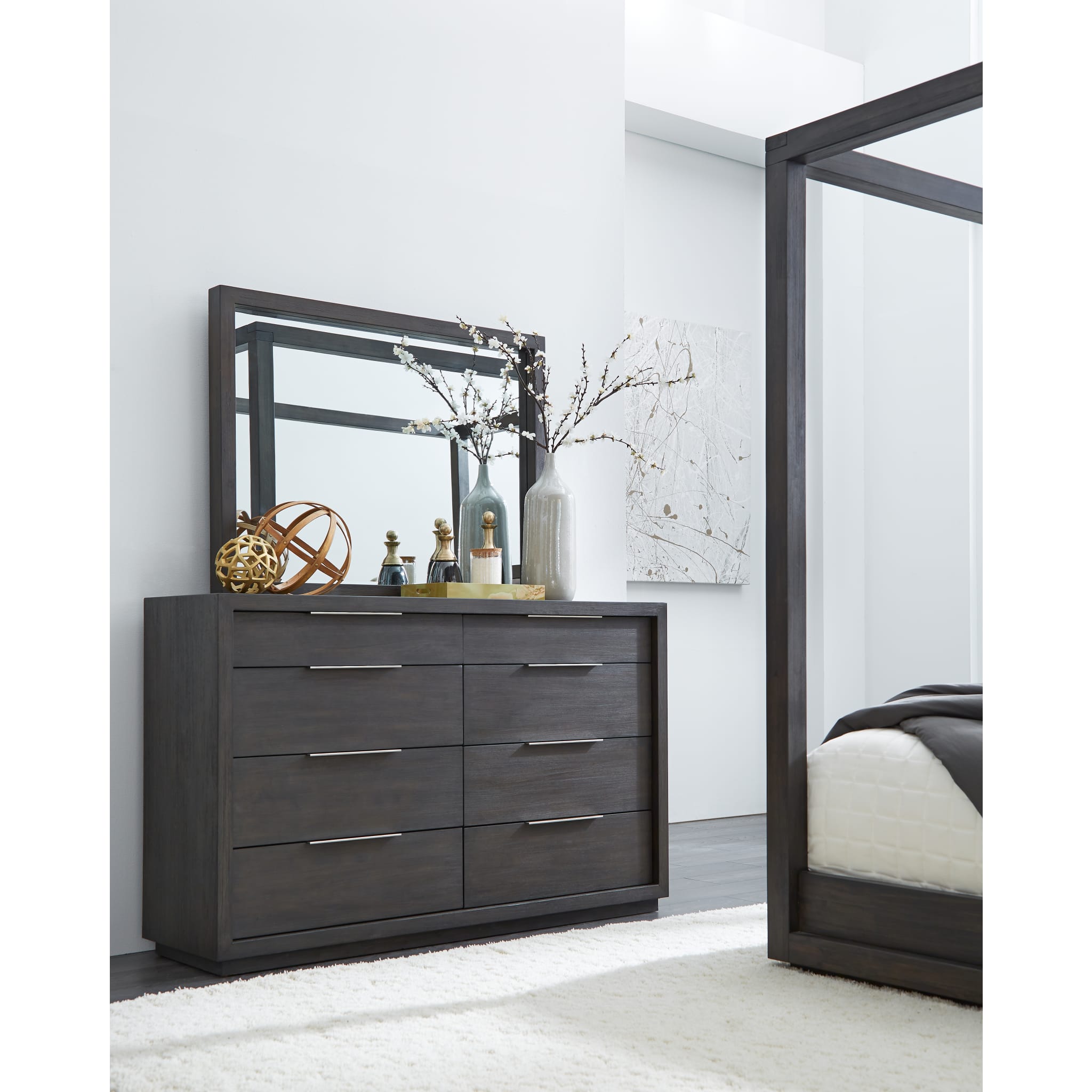 2024 Oxford Eight Drawer Dresser in Basalt Grey - Modern Bedroom Storage Solution for Clothes, Linens & Accessories